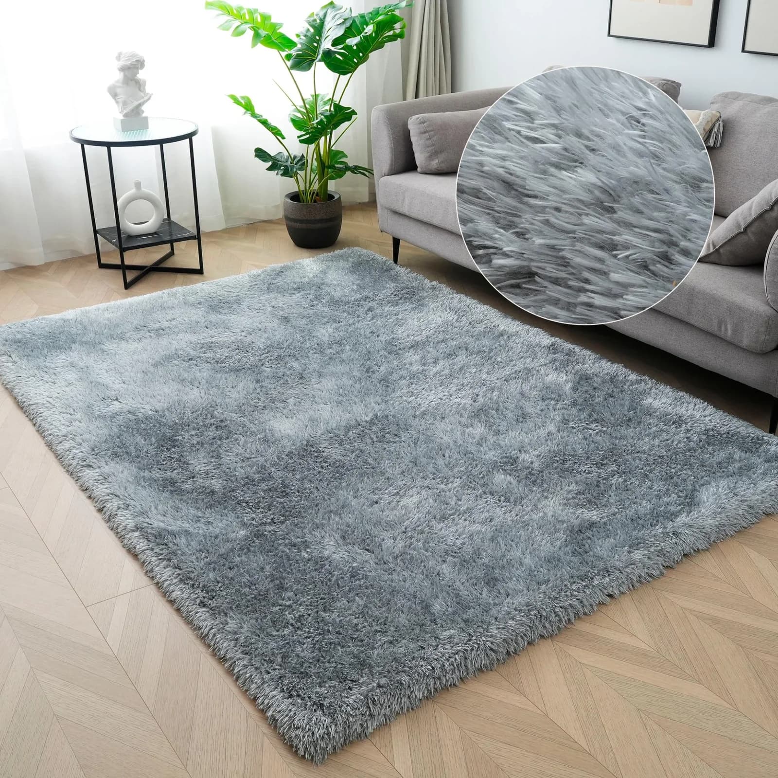 Hochflor-Teppich Micro Shaggy my home Grau