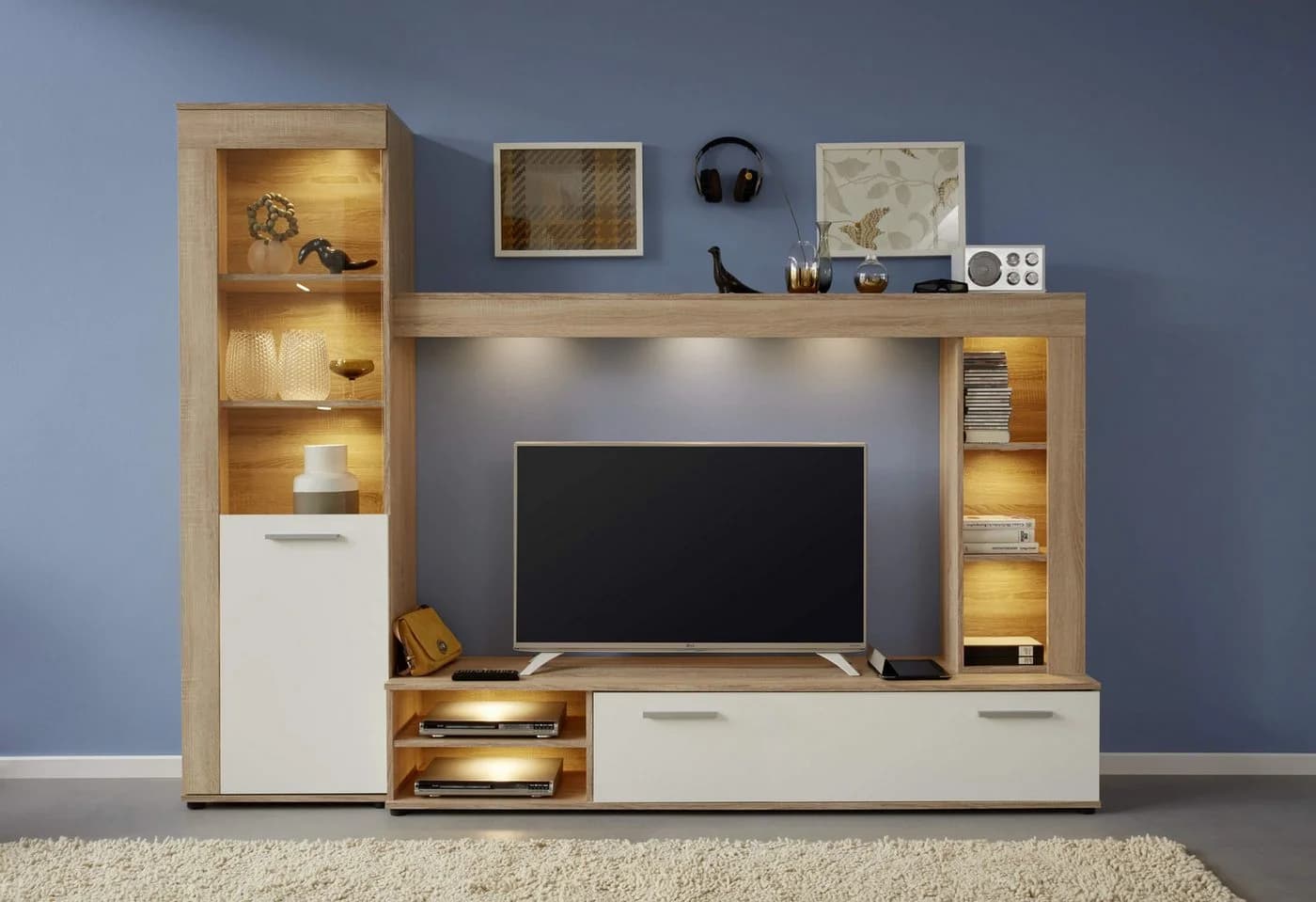 INOSIGN Wohnwand Laholm Braun Eichefarben Modern 4-tlg