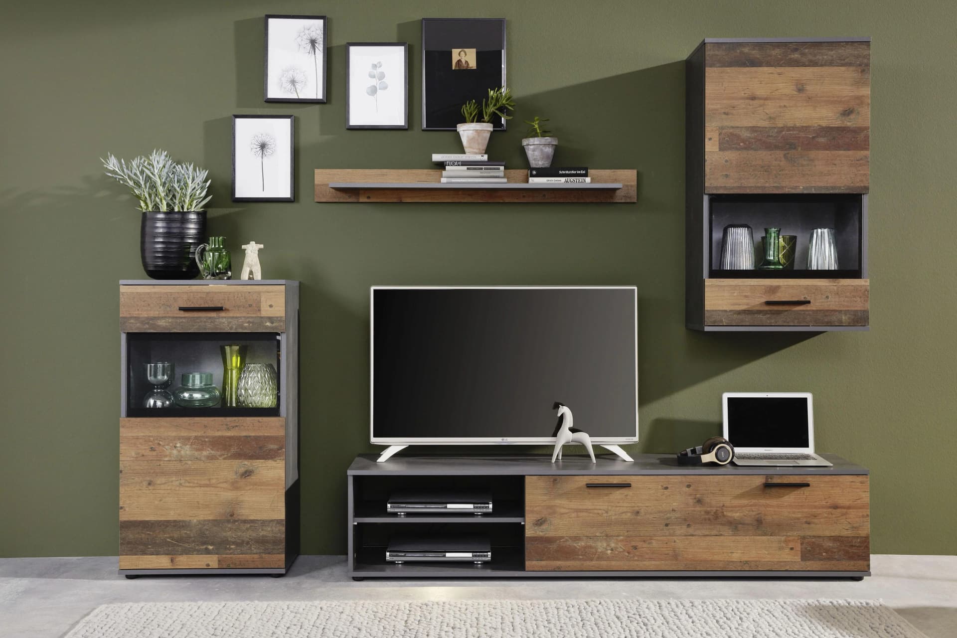 Home Affaire Wohnwand Mansfield Anthrazit Grau Holzwerkstoff