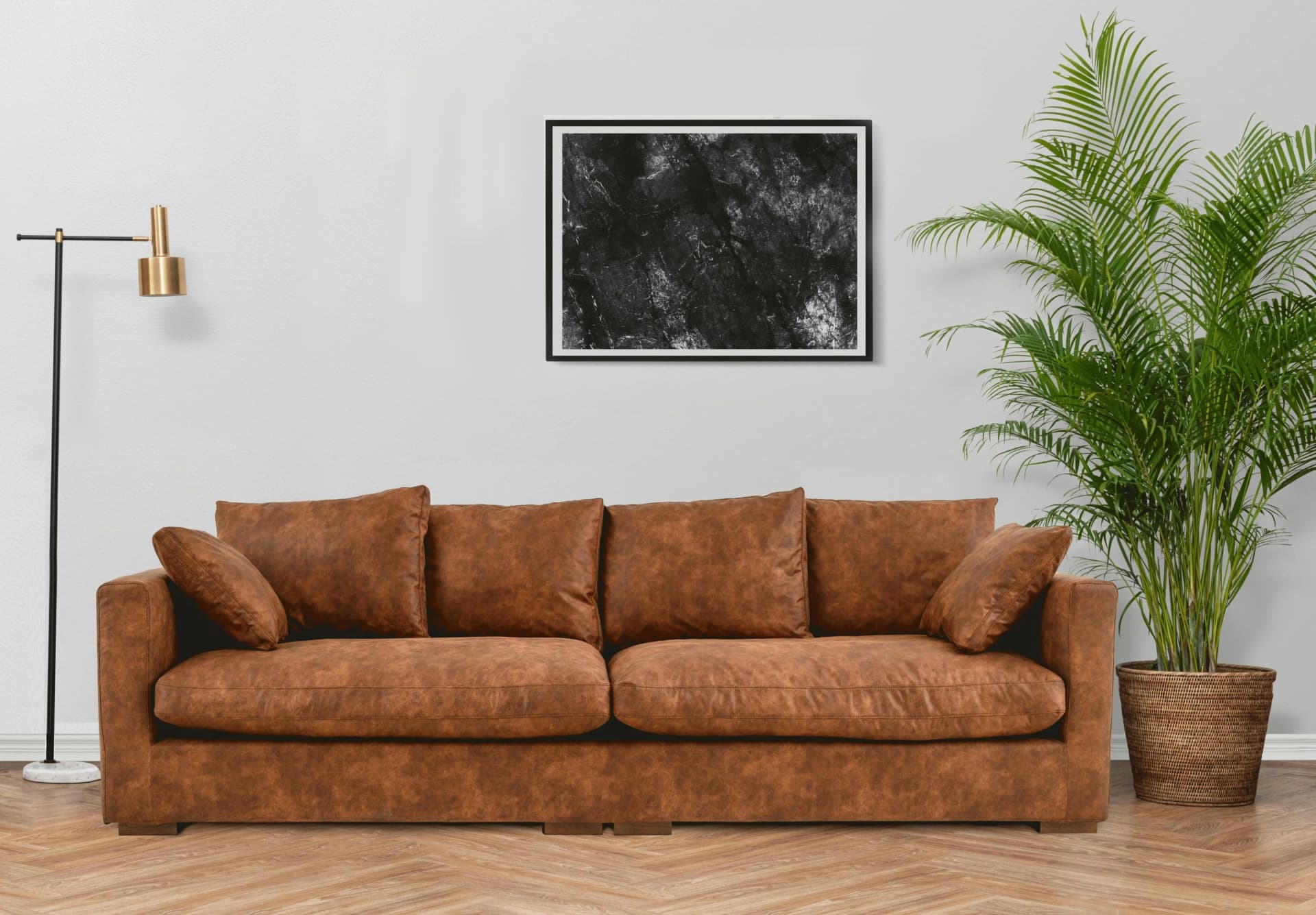 HOME AFFAIRE Coray Big-Sofa Cognac Microfaser