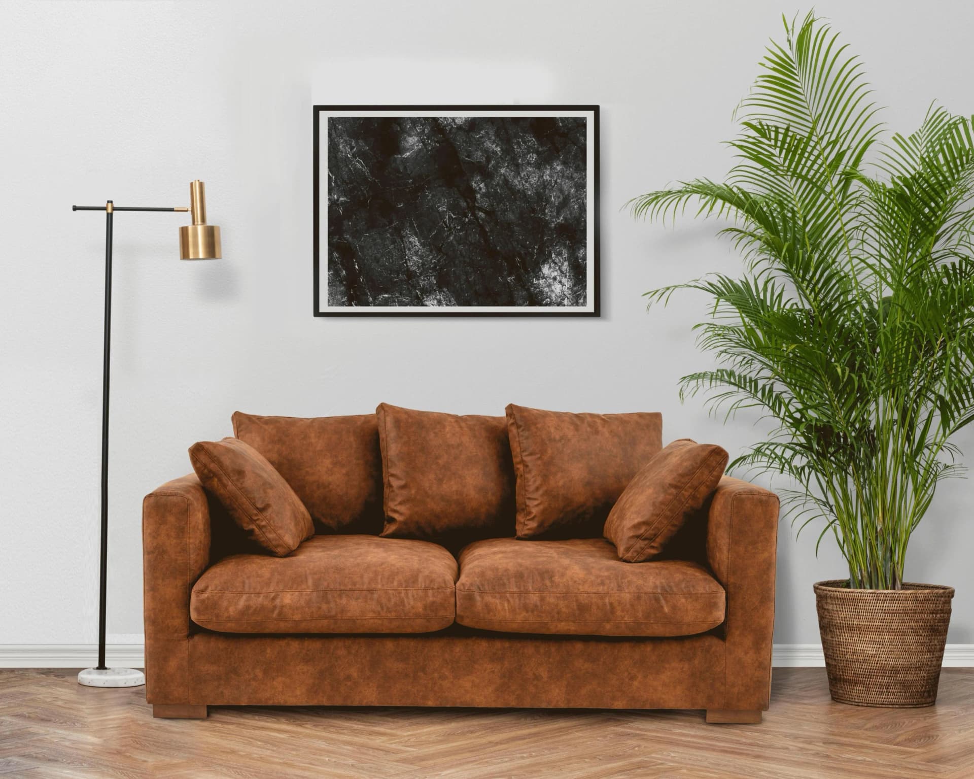 HOME AFFAIRE Coray 2-Sitzer Sofa Cognac Microfaser