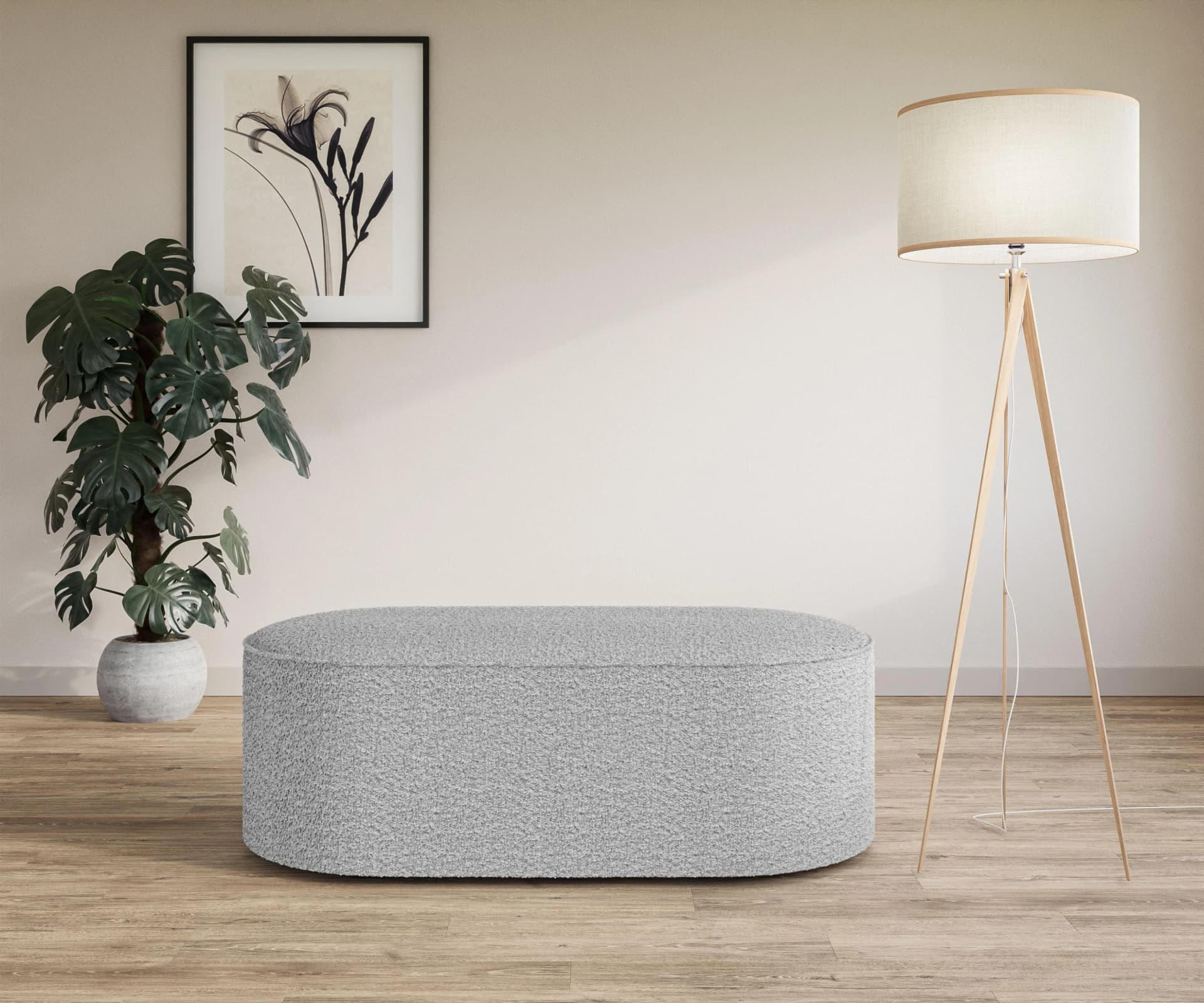 OTTO HOME Polsterhocker EIVIND Hellgrau Polyester