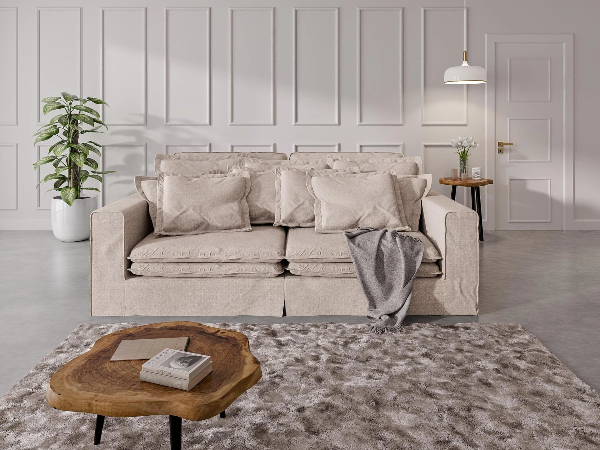 Home Affaire Sofa ALISSAS 4-Sitzer Beige Samtvelours