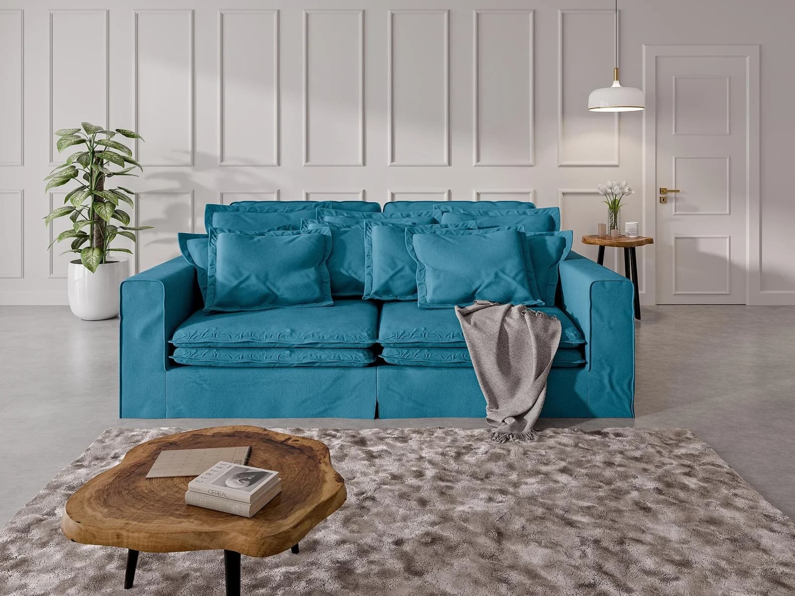Home Affaire Sofa ALISSAS 4-Sitzer Türkis mit Kissen