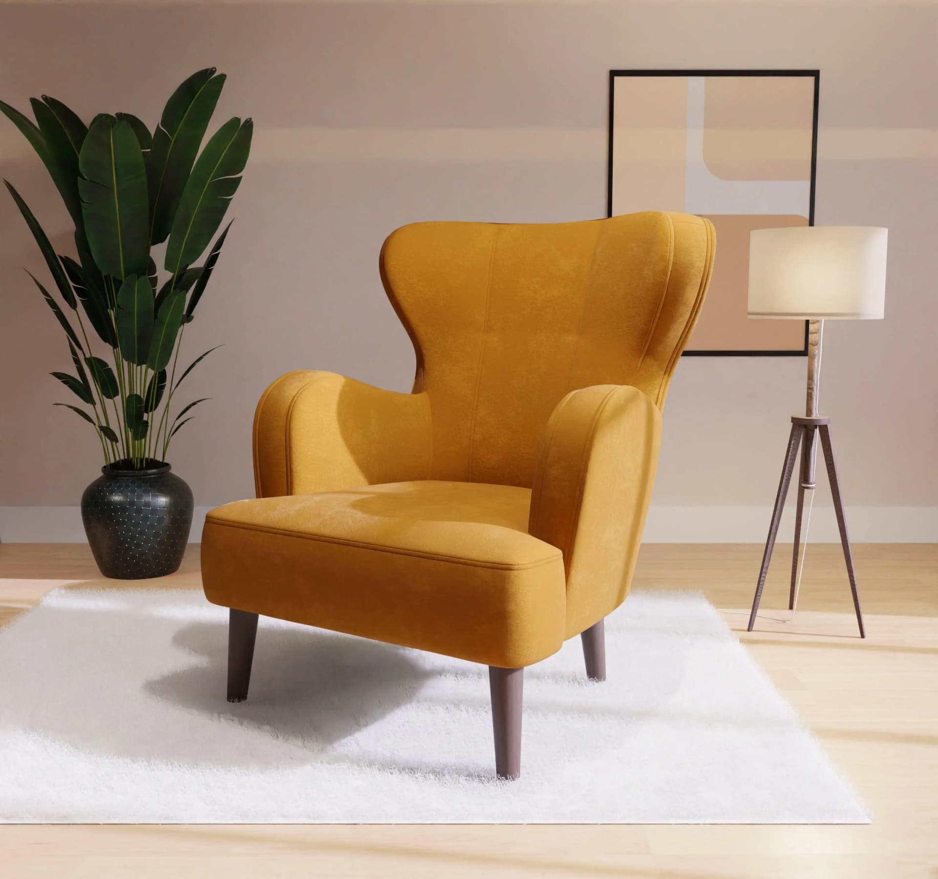 HOME AFFAIRE Sessel SICILIA Gold Moderner Ohrensessel