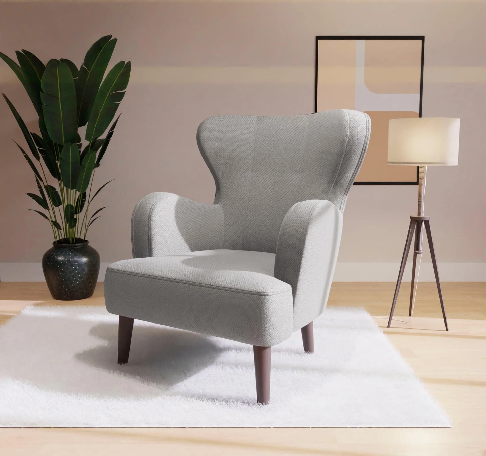 Home Affaire Sessel SICILIA Moderner Ohrensessel Hellgrau Polyester