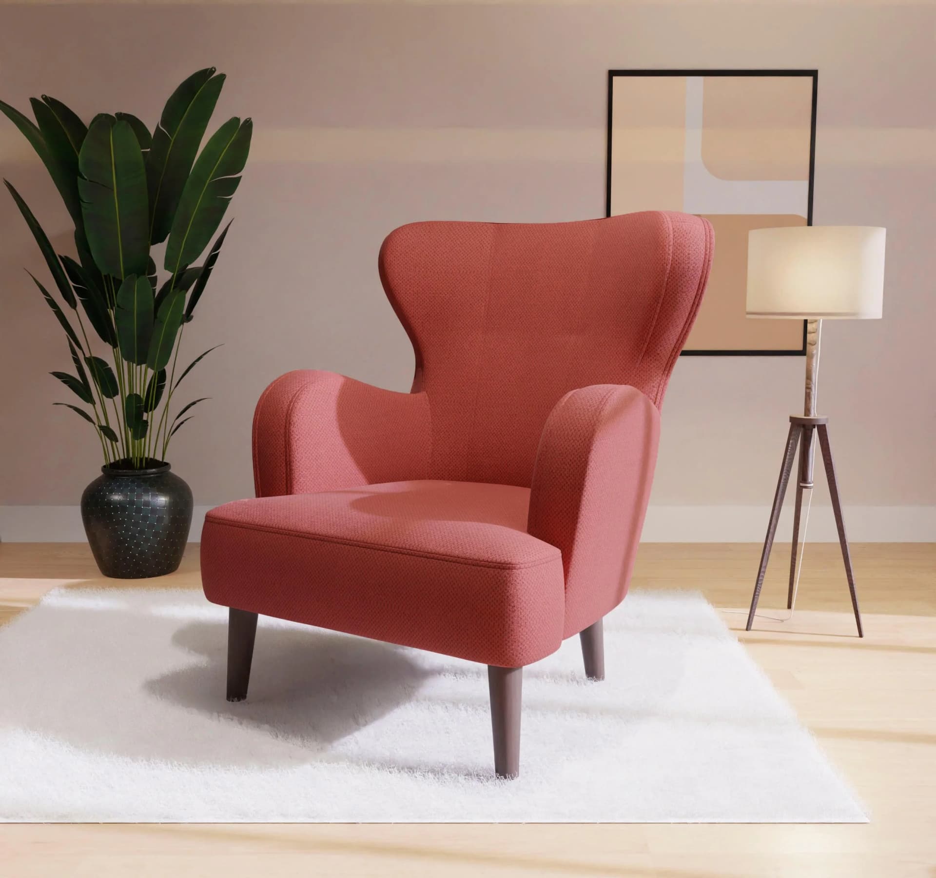 HOME AFFAIRE Sessel SICILIA Ziegelrot Moderner Ohrensessel