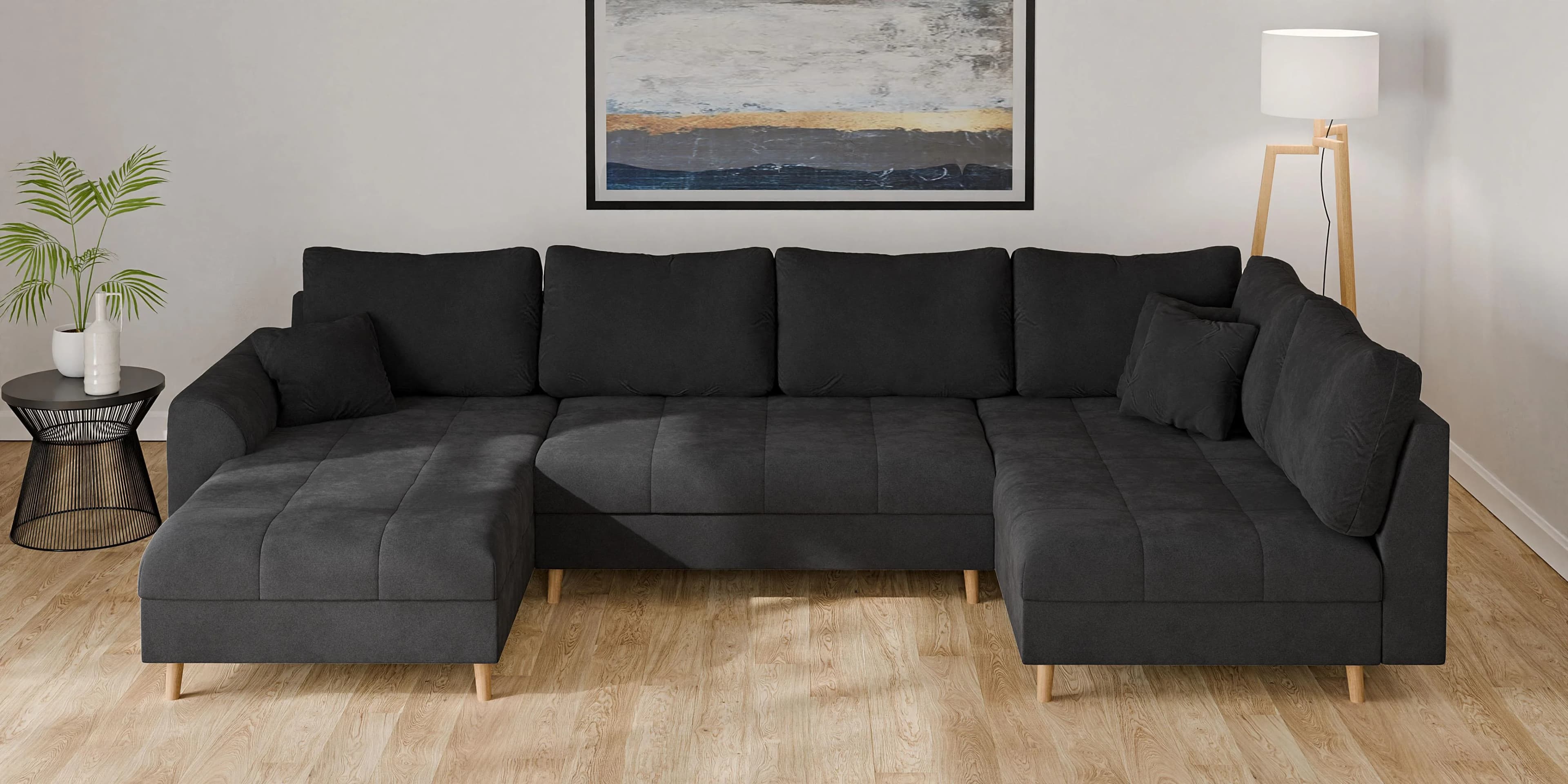 Home Affaire Wohnlandschaft CHARRE U-Form mit Ottomane Anthrazit