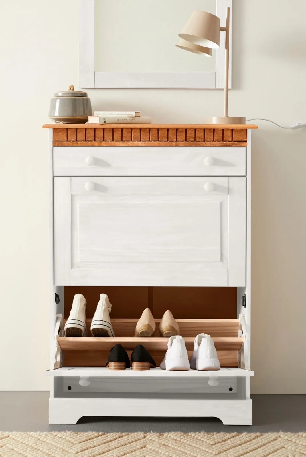 HOME AFFAIRE Schuhschrank Lisa Weiß Honig