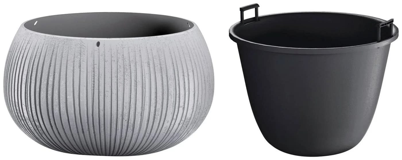 Prosperplast Blumentopf Beton Bowl Grau Kunststoff Pflanzgefäß