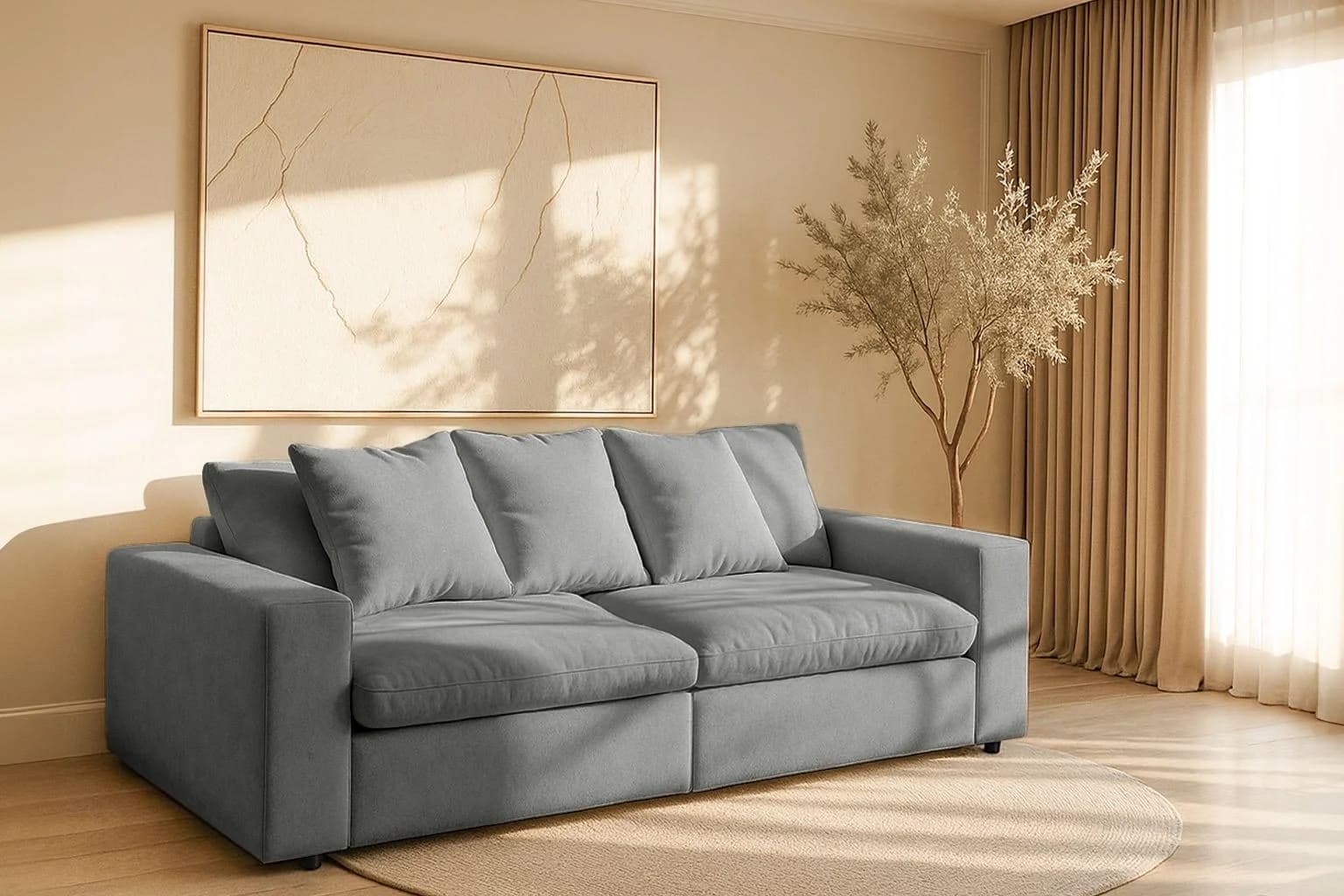 HOME AFFAIRE Venslev 3-Sitzer Sofa Grau mit extra tiefer Sitzfläche