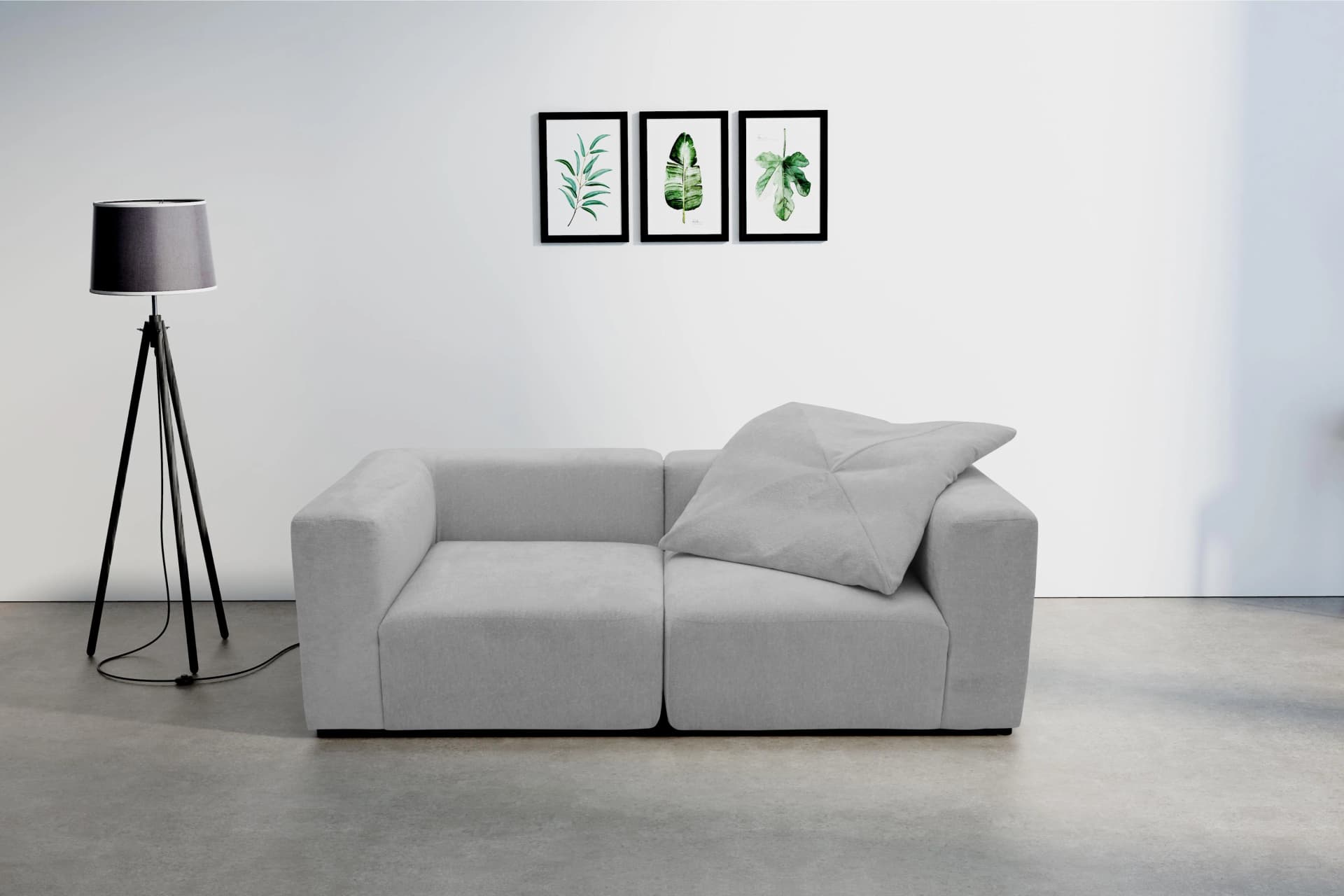 HOME AFFAIRE Utvik 2-Sitzer Sofa Grau Chenille Modular