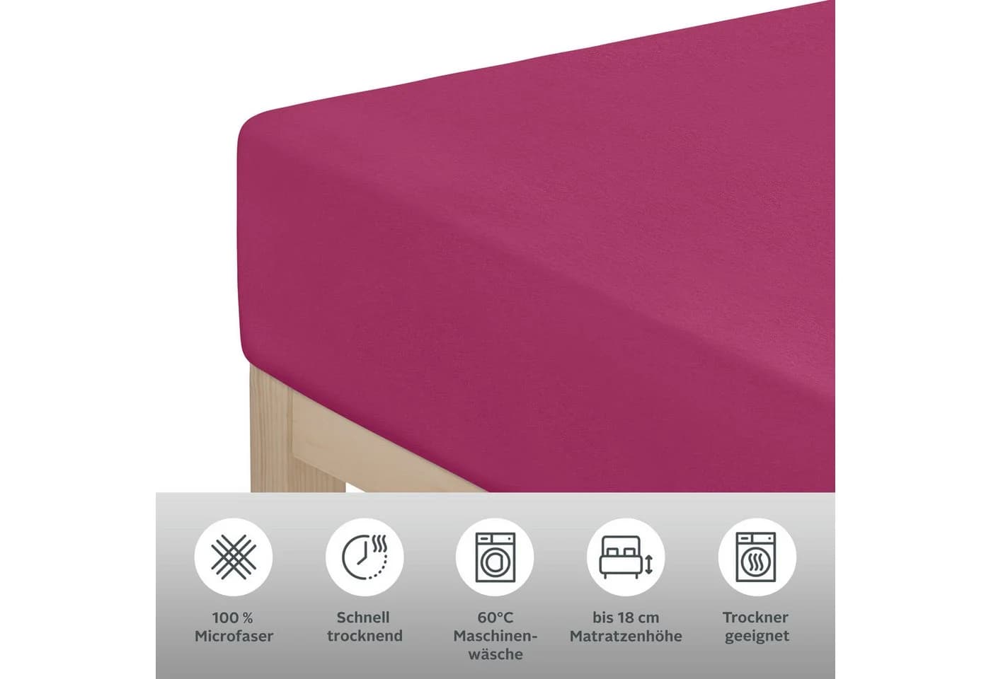 OTTO home Spannbettlaken Microfaser-Jersey Beere Lila 160x200 - Bild 3