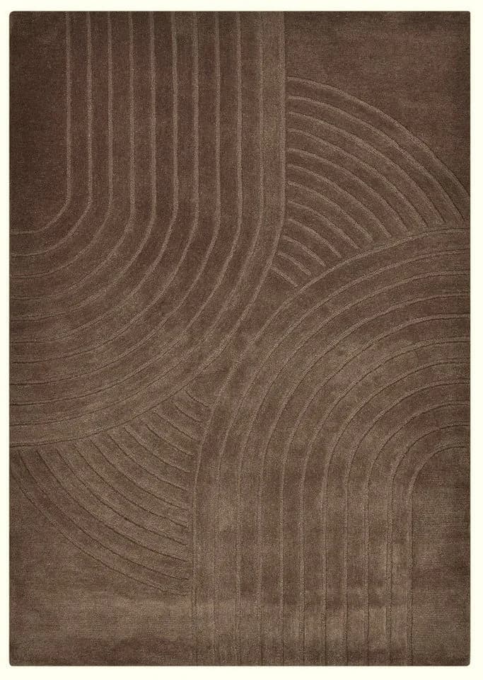 OTTO HOME Wollteppich Gabbo Design Braun Handgetuftet Hoch-Tief-Effekt