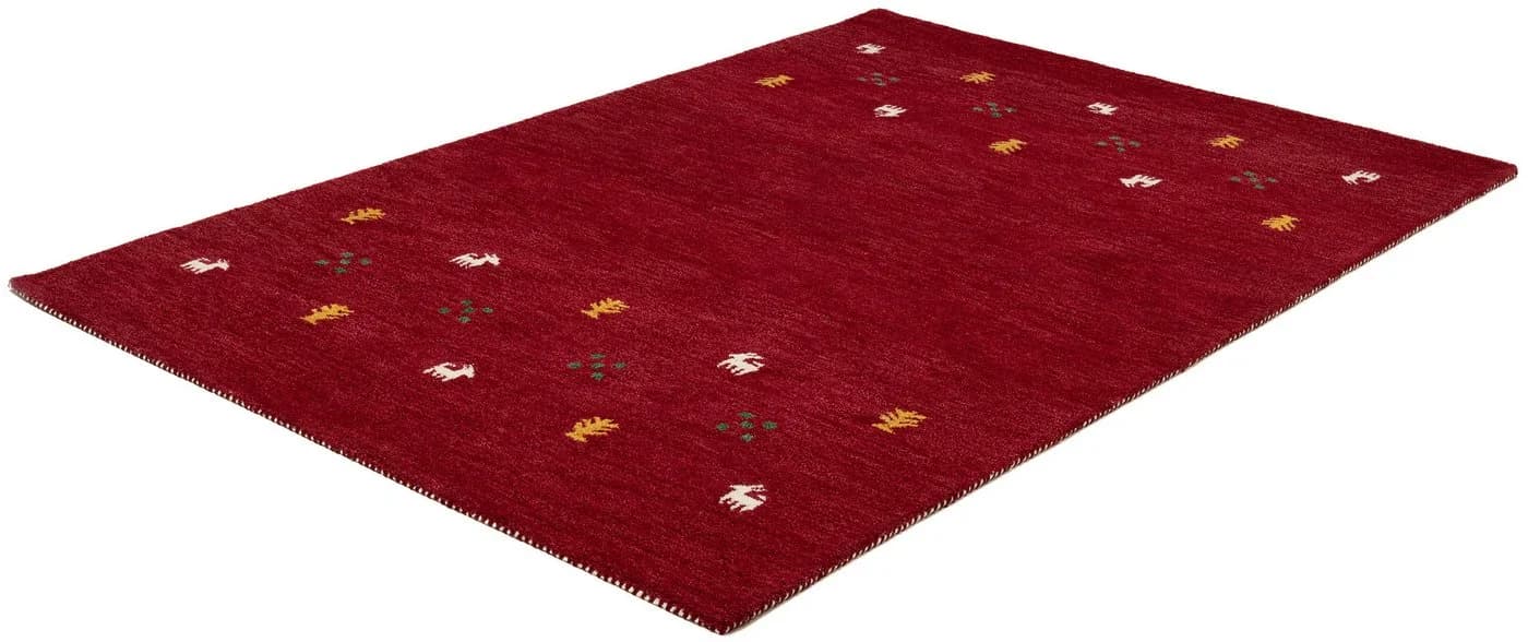 THEKO Wollteppich Gabbeh Motiv Handgetuftet Bordeaux - Bild 4