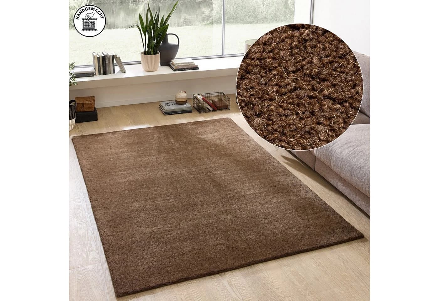 OTTO HOME Wollteppich Gabbo Natur Braun Uni Handgetuftet - Bild 2