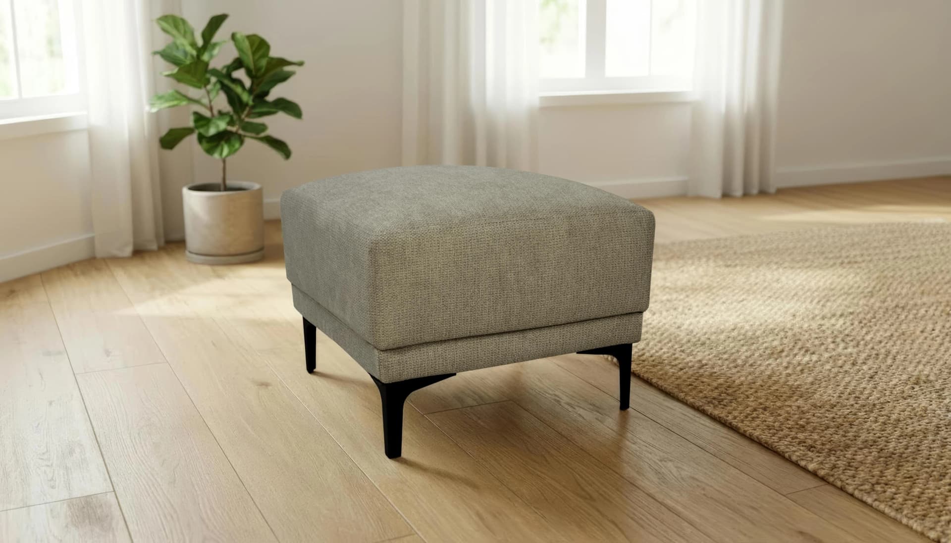 OTTO HOME Polsterhocker Xander Grün Chenille Metallfüße