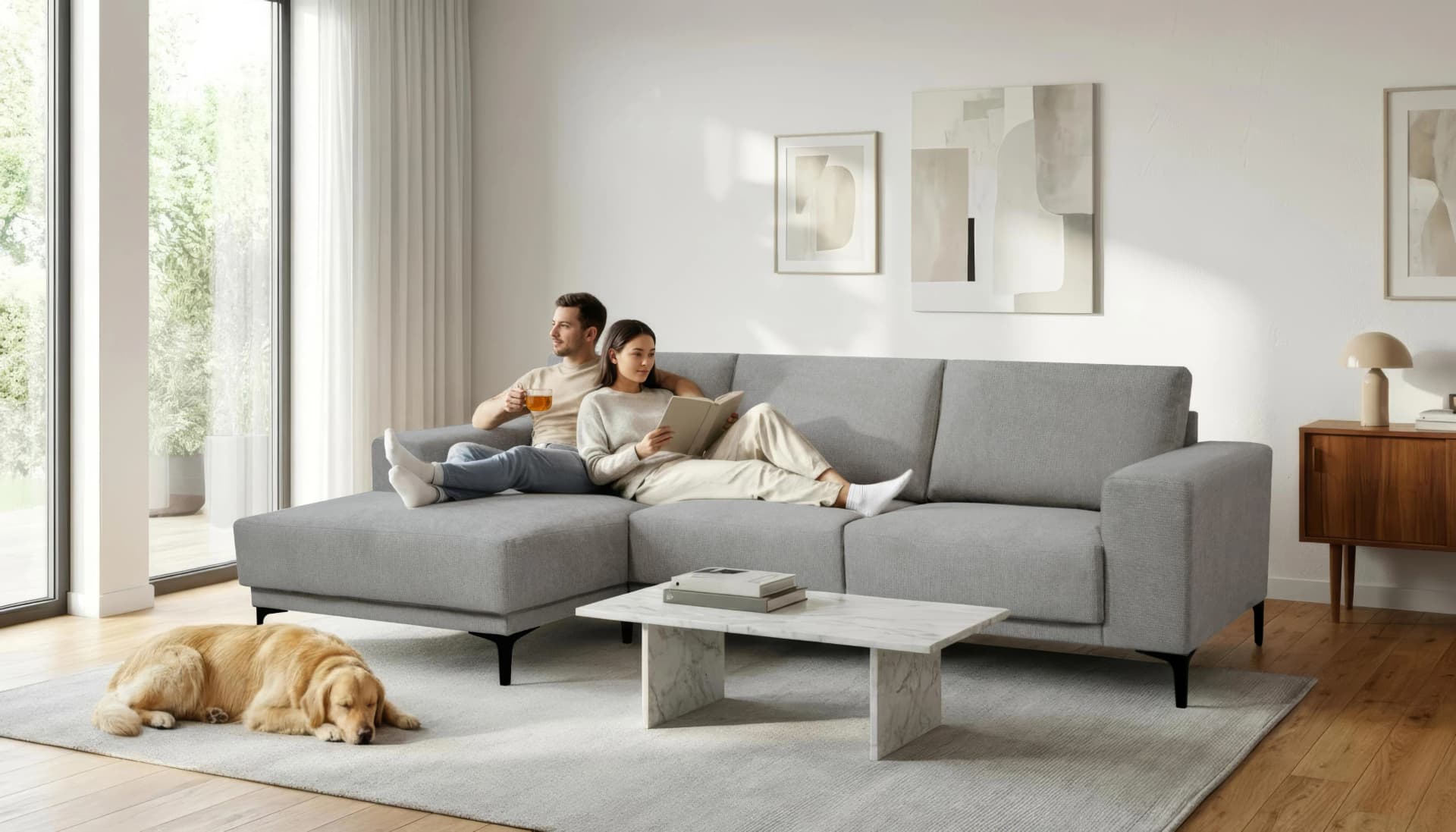 OTTO HOME Ecksofa Xander L-Form Grau Chenille Metallfüße