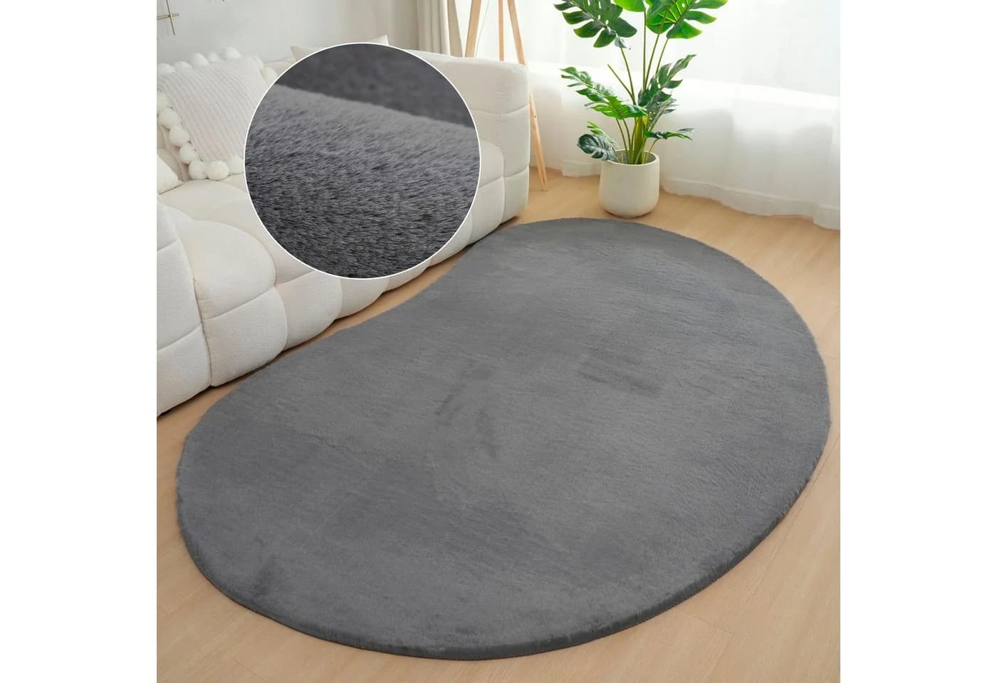 Bruno Banani Hochflor-Teppich Rabbit 2 Bean U-förmig Anthrazit - Bild 2