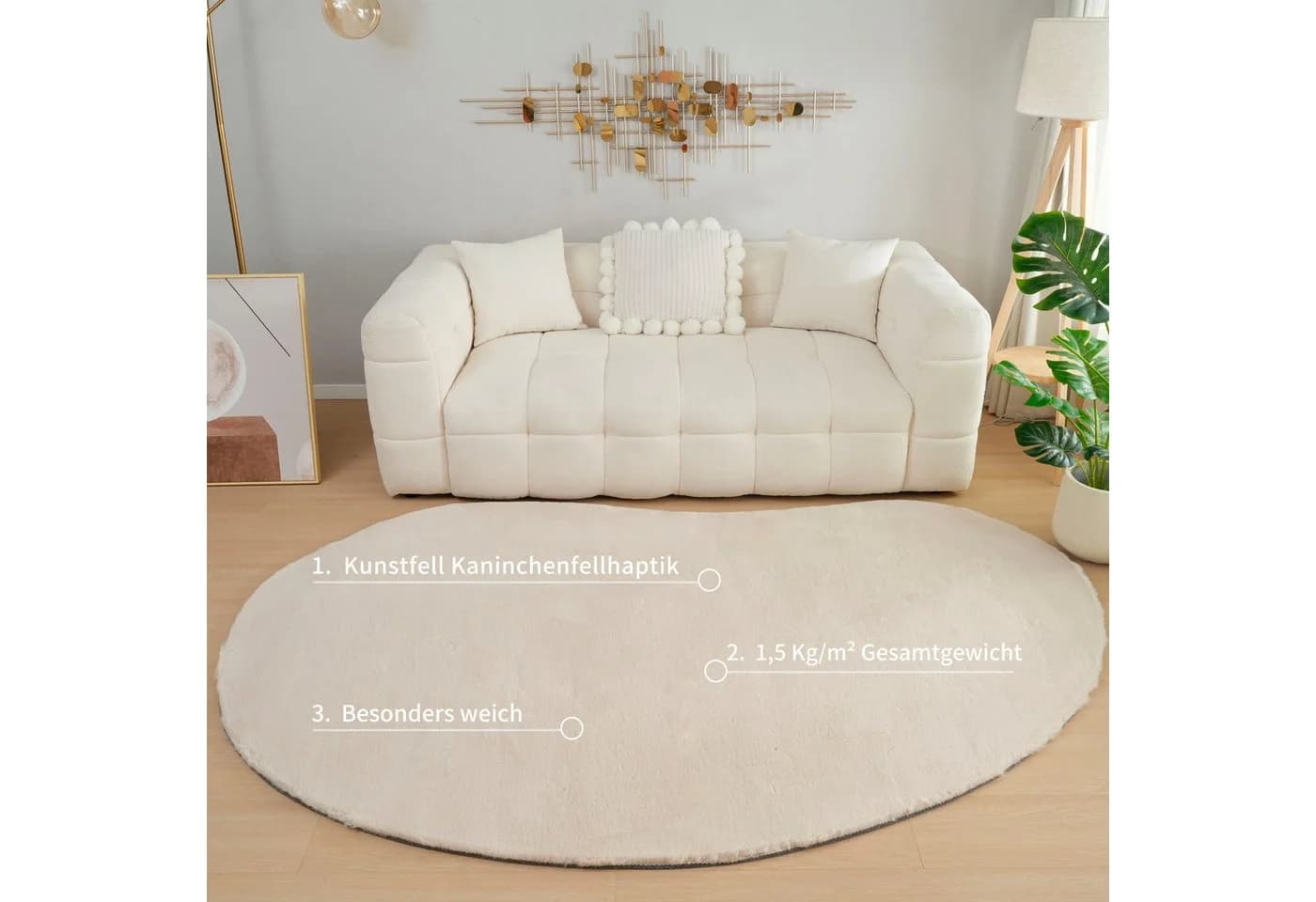 Bruno Banani Hochflor-Teppich Rabbit 2 Bean Beige U-förmig - Bild 3