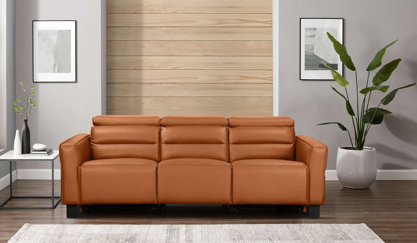 Home Affaire Carpari 3-Sitzer Sofa Elektrische Relaxfunktion Cognac Kunstleder - Bild 4