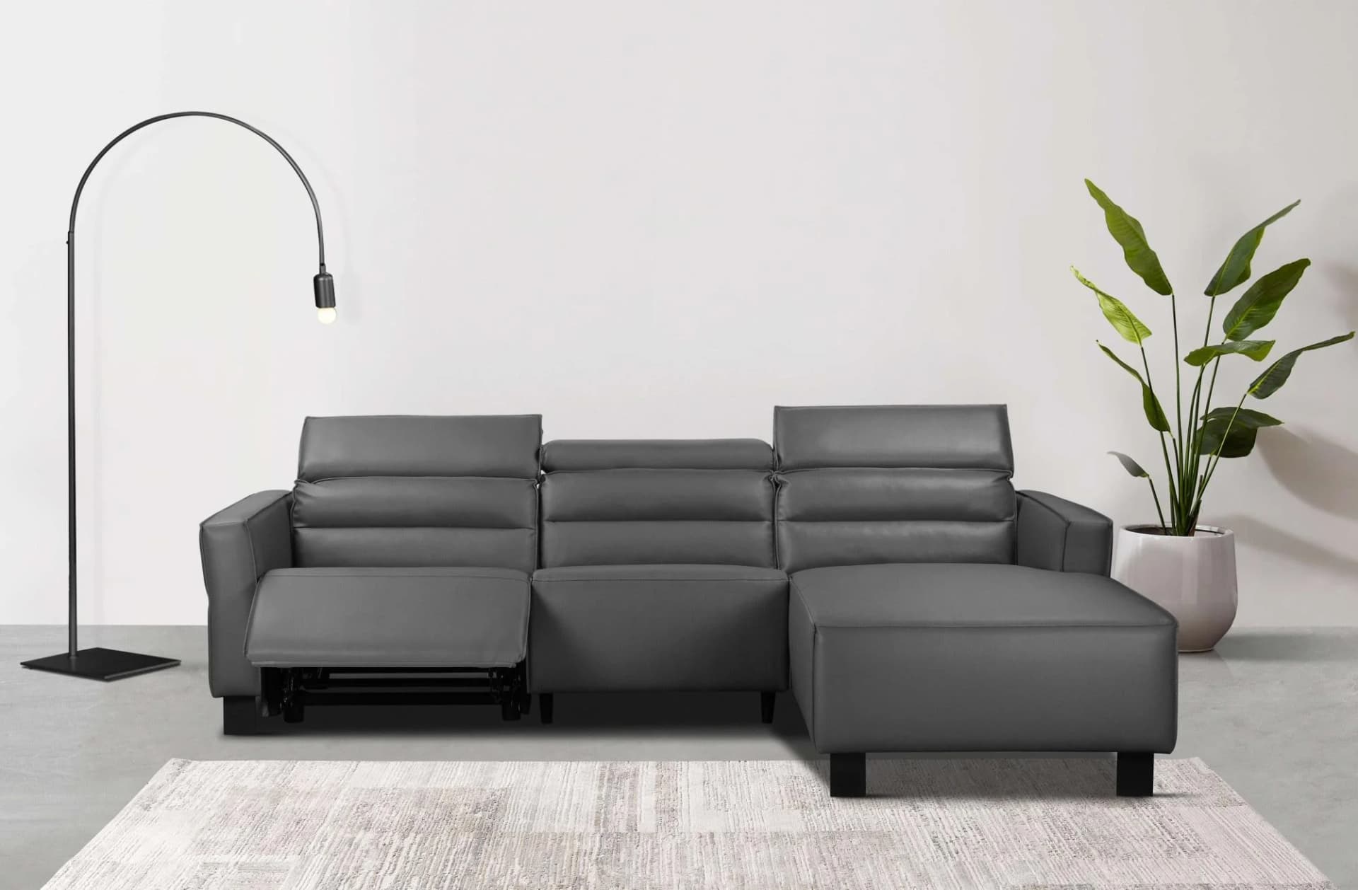 HOME AFFAIRE Ecksofa Carpari Grau mit Relaxfunktion
