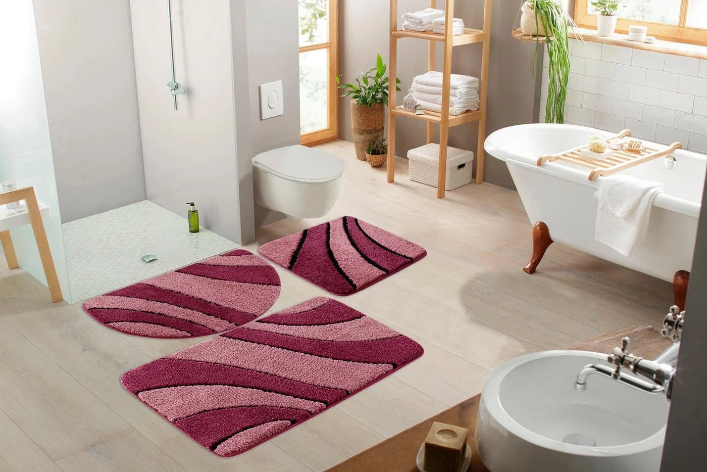 OTTO home Badematte Anna Bordeaux Modern Wellen-Motiv - Bild 3