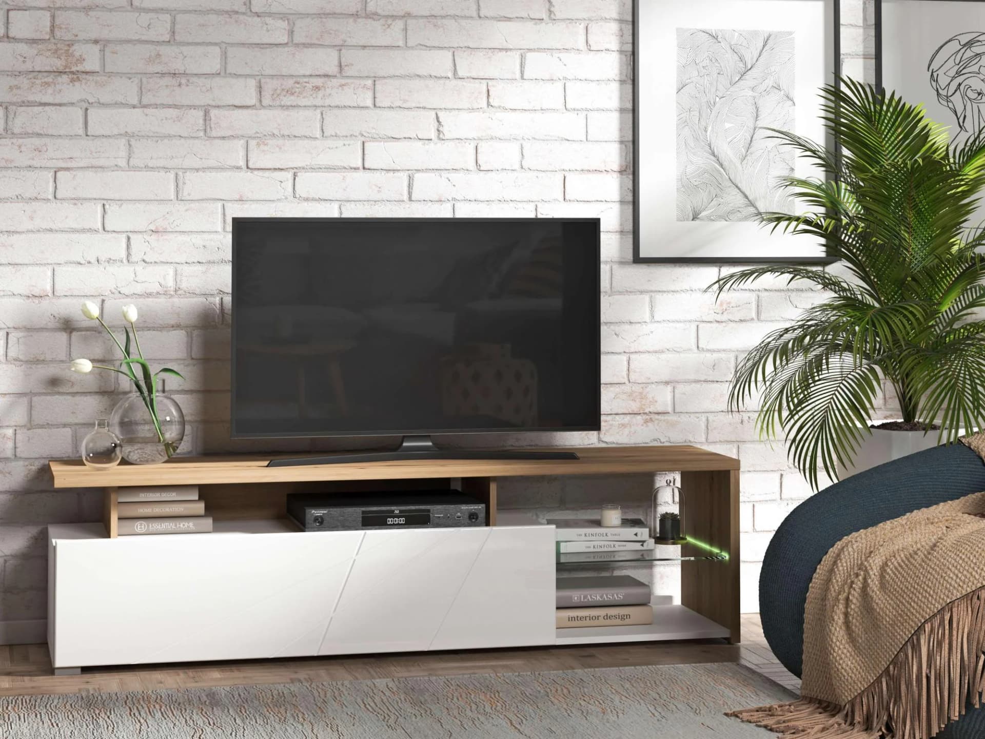INOSIGN Lowboard Arctic TV-Board Weiß Hochglanz mit LED