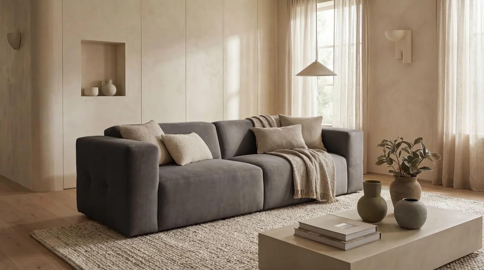 OTTO HOME Kelani 3-Sitzer Sofa Taupe Knopfsteppung