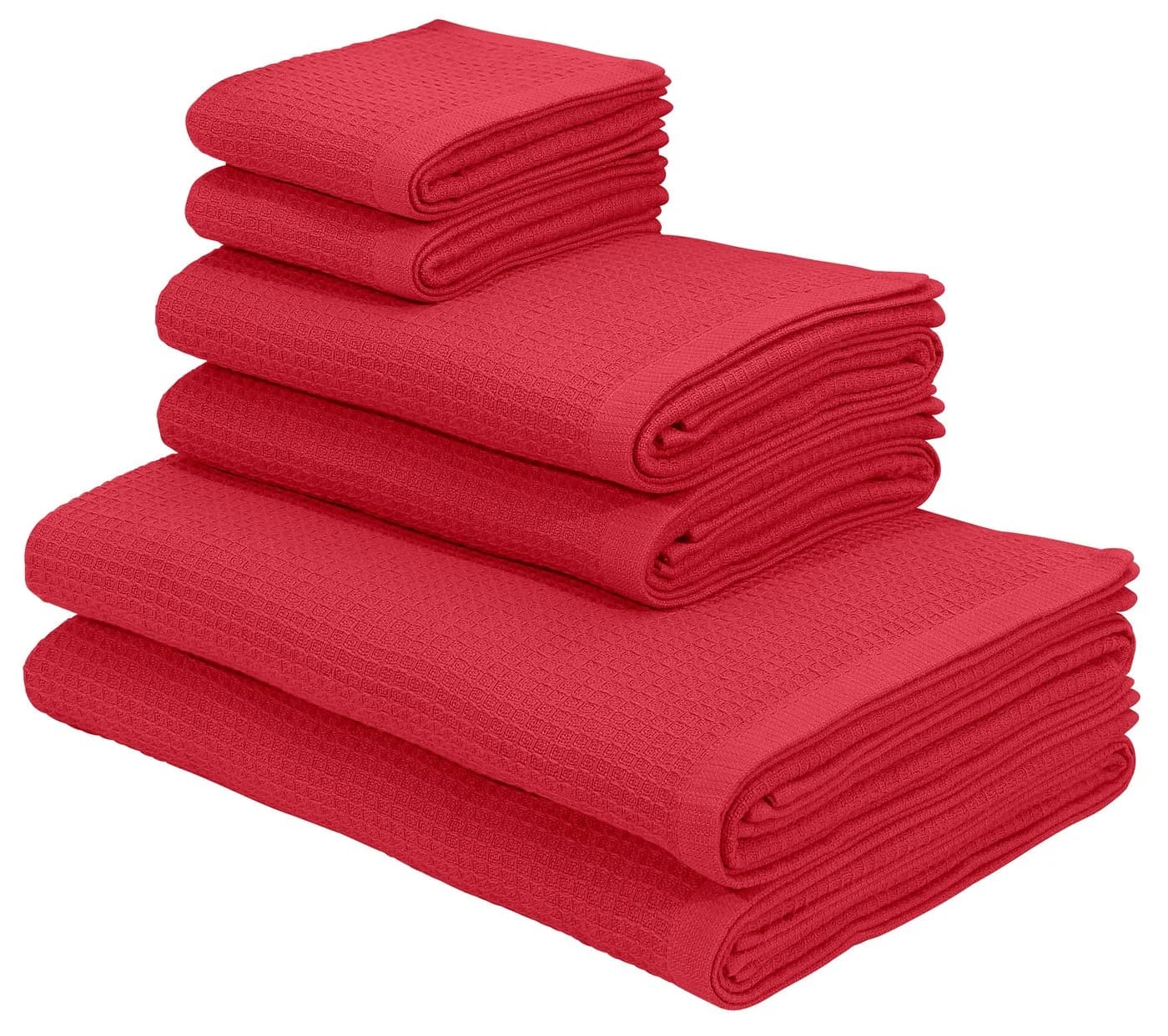 Kangaroos Handtuchset Cassidy 6-tlg. Rot Frottier Waffeloptik - Bild 2