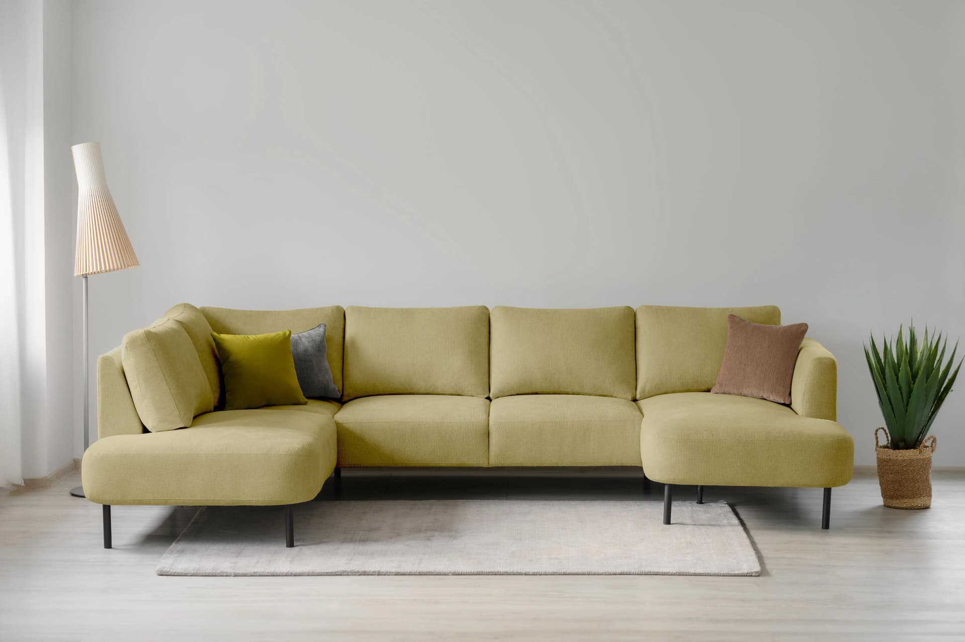 OTTO HOME Wohnlandschaft Cesola Gelb mit schwarzen Metallfüßen
