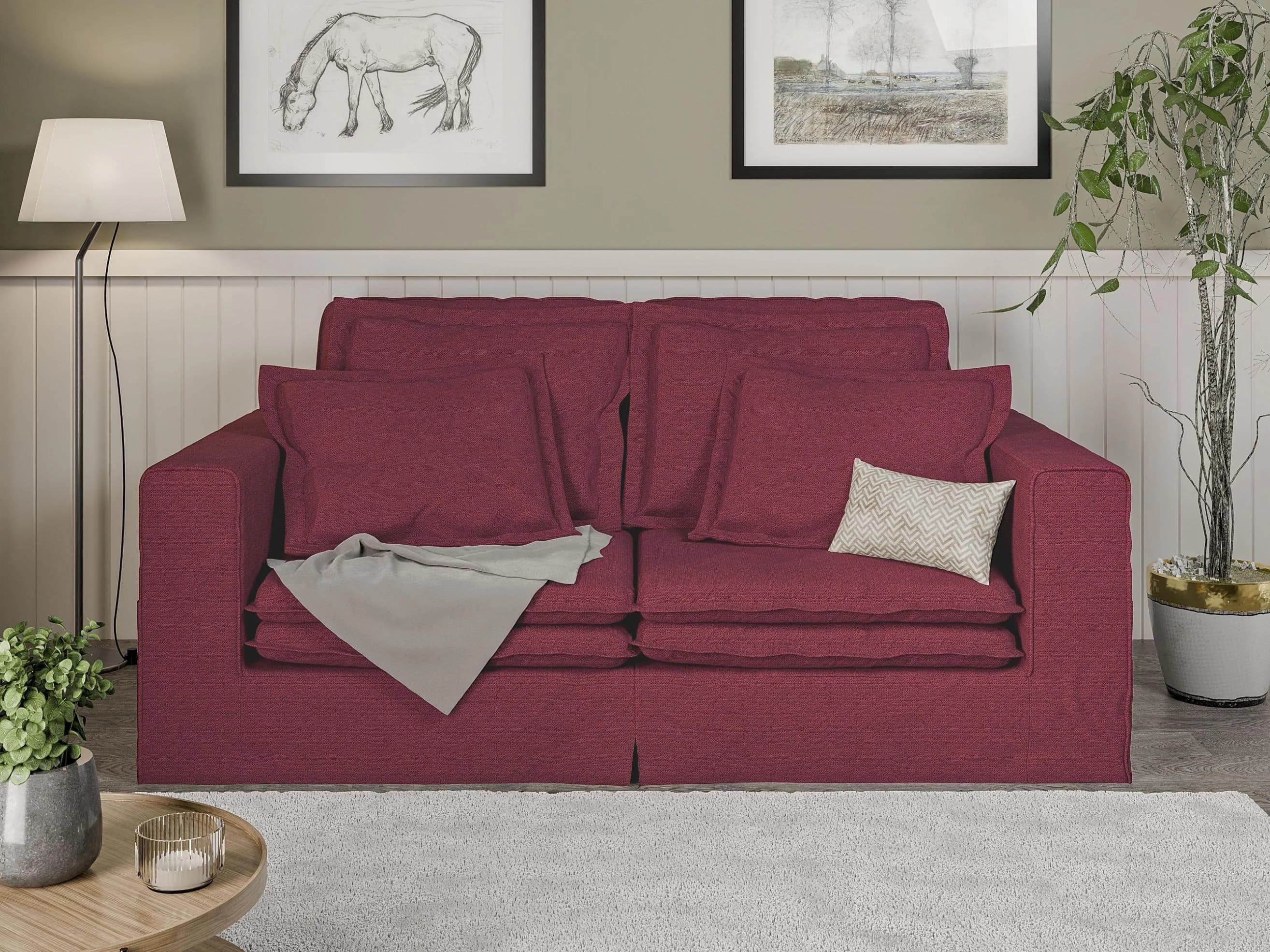HOME AFFAIRE 3-Sitzer Sofa ALISSAS BIS Rot mit vielen Kissen