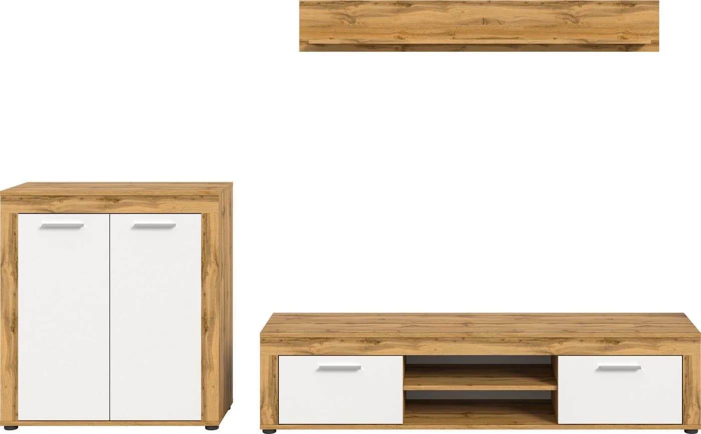 Home Affaire Wohnwand Aosta 3-teilig Weiß Eiche Nachbildung - Bild 4