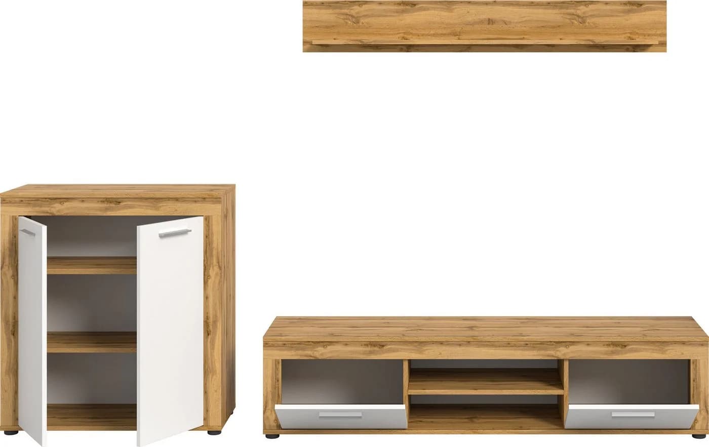 Home Affaire Wohnwand Aosta 3-teilig Weiß Eiche Nachbildung - Bild 5