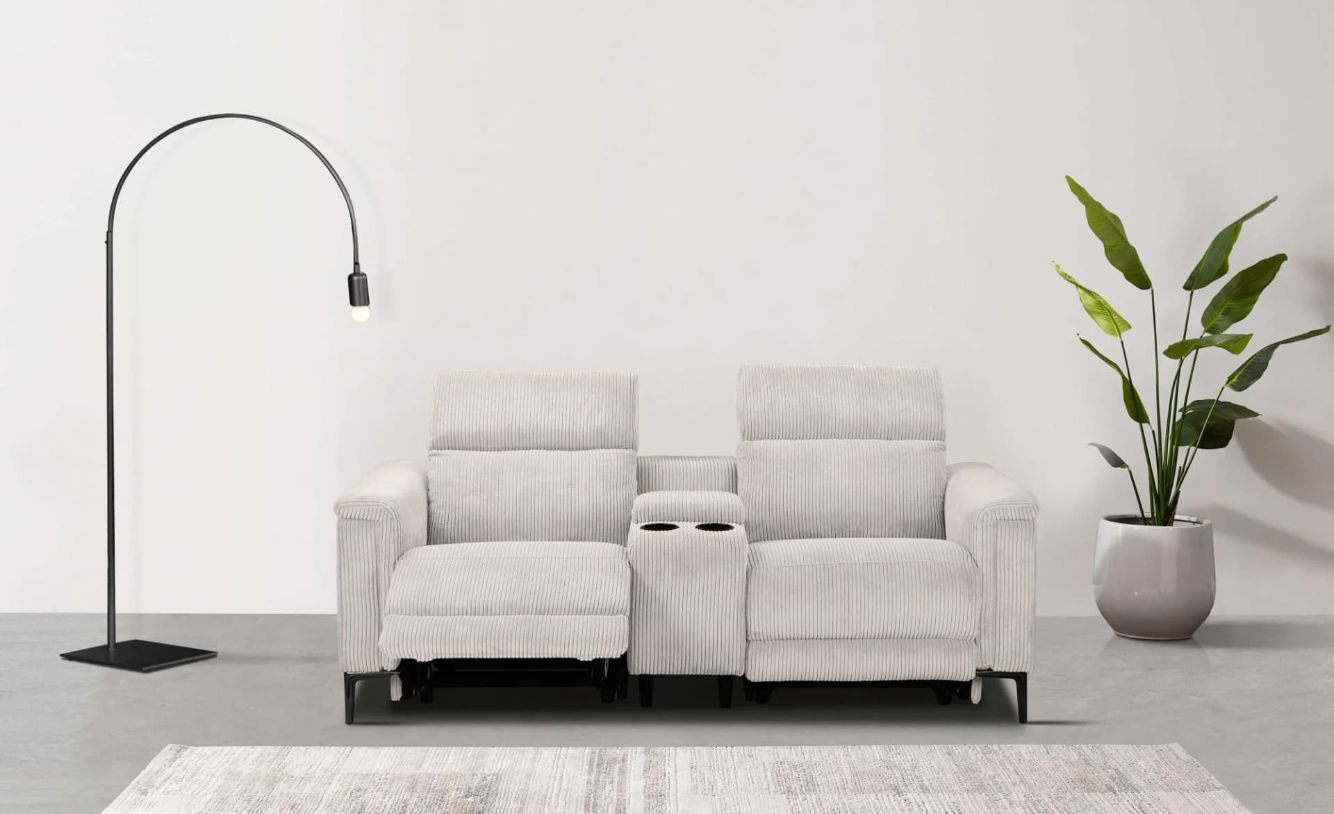 OTTO HOME LUND Cord 2-Sitzer TV-Sessel Relaxfunktion Creme