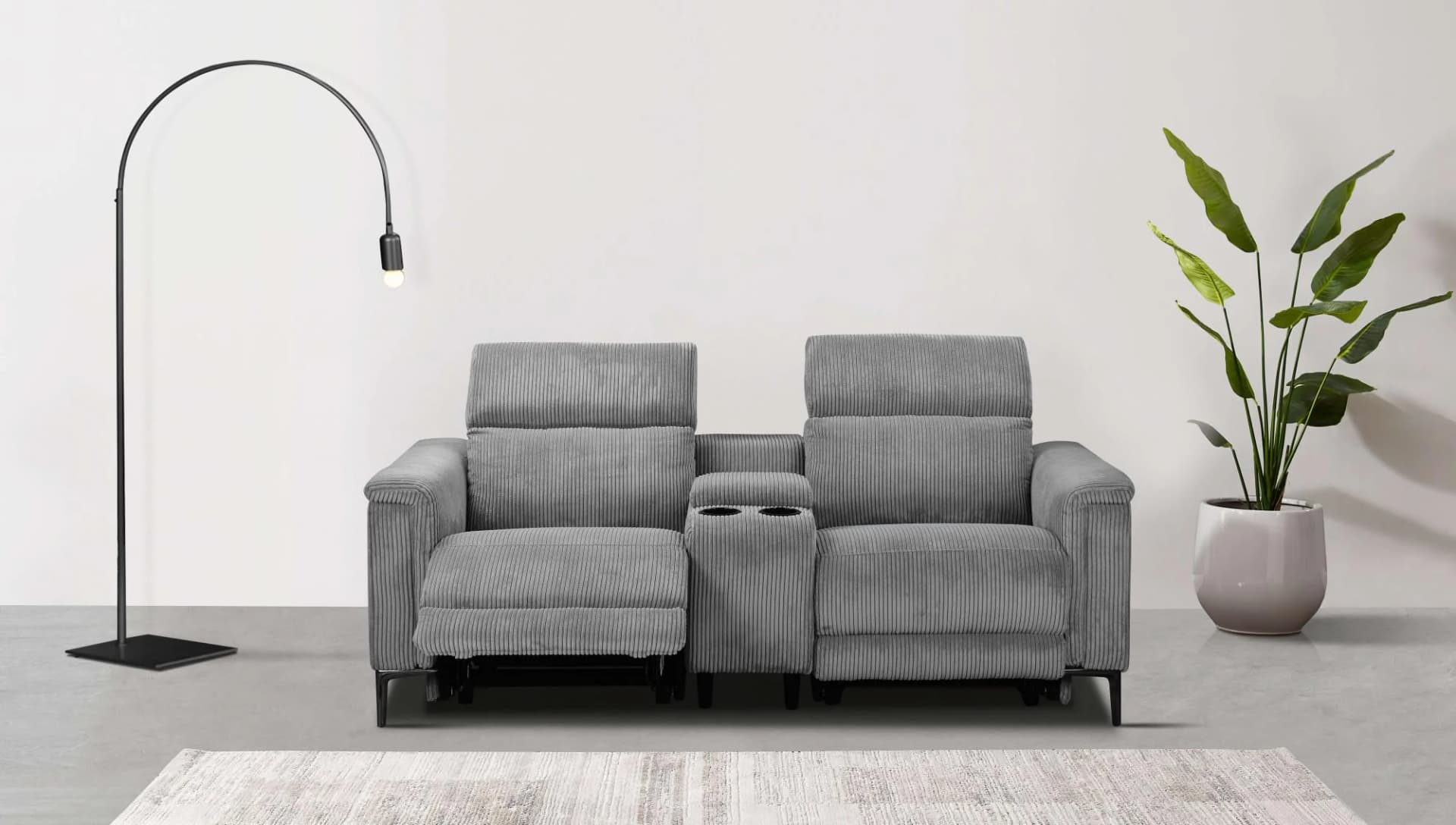 OTTO HOME LUND 2-Sitzer TV-Sessel Grau Relaxfunktion Cord