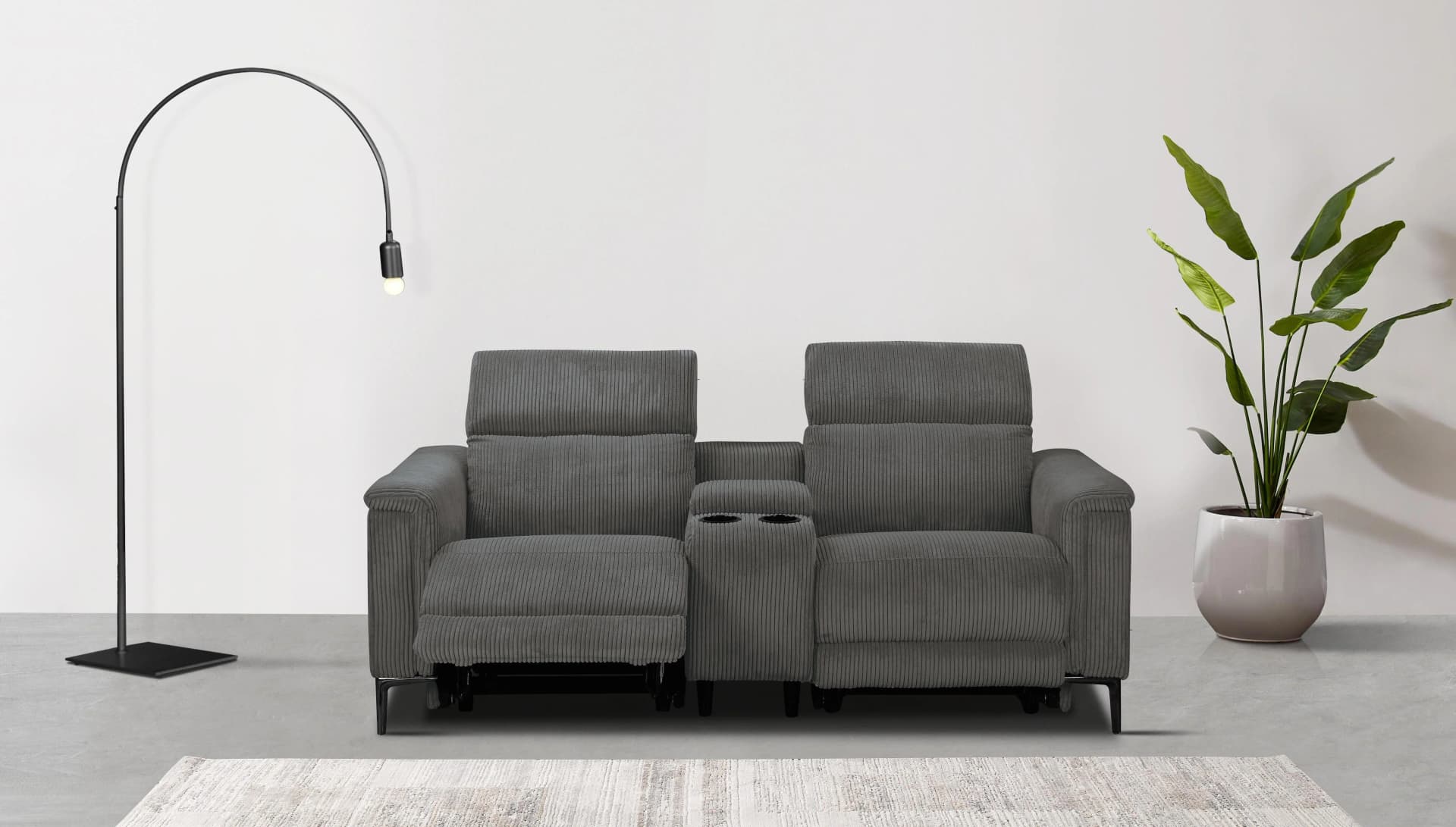 OTTO HOME LUND Cord 2-Sitzer Relaxfunktion TV-Sessel Anthrazit