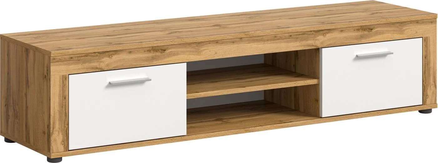 HOME AFFAIRE Lowboard AOSTA Weiß/Wotan Eiche Nachbildung mit 2 Klappen - Bild 2