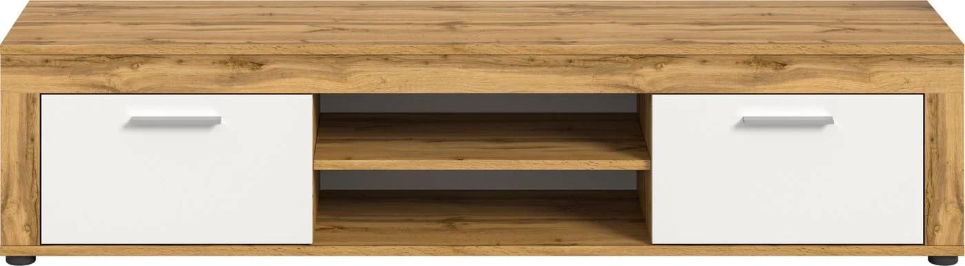 HOME AFFAIRE Lowboard AOSTA Weiß/Wotan Eiche Nachbildung mit 2 Klappen - Bild 3