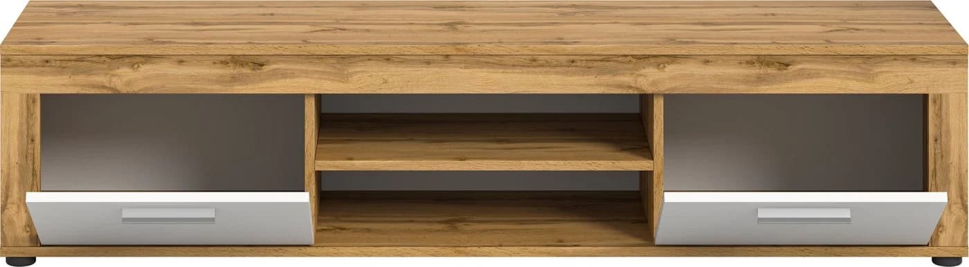 HOME AFFAIRE Lowboard AOSTA Weiß/Wotan Eiche Nachbildung mit 2 Klappen - Bild 4