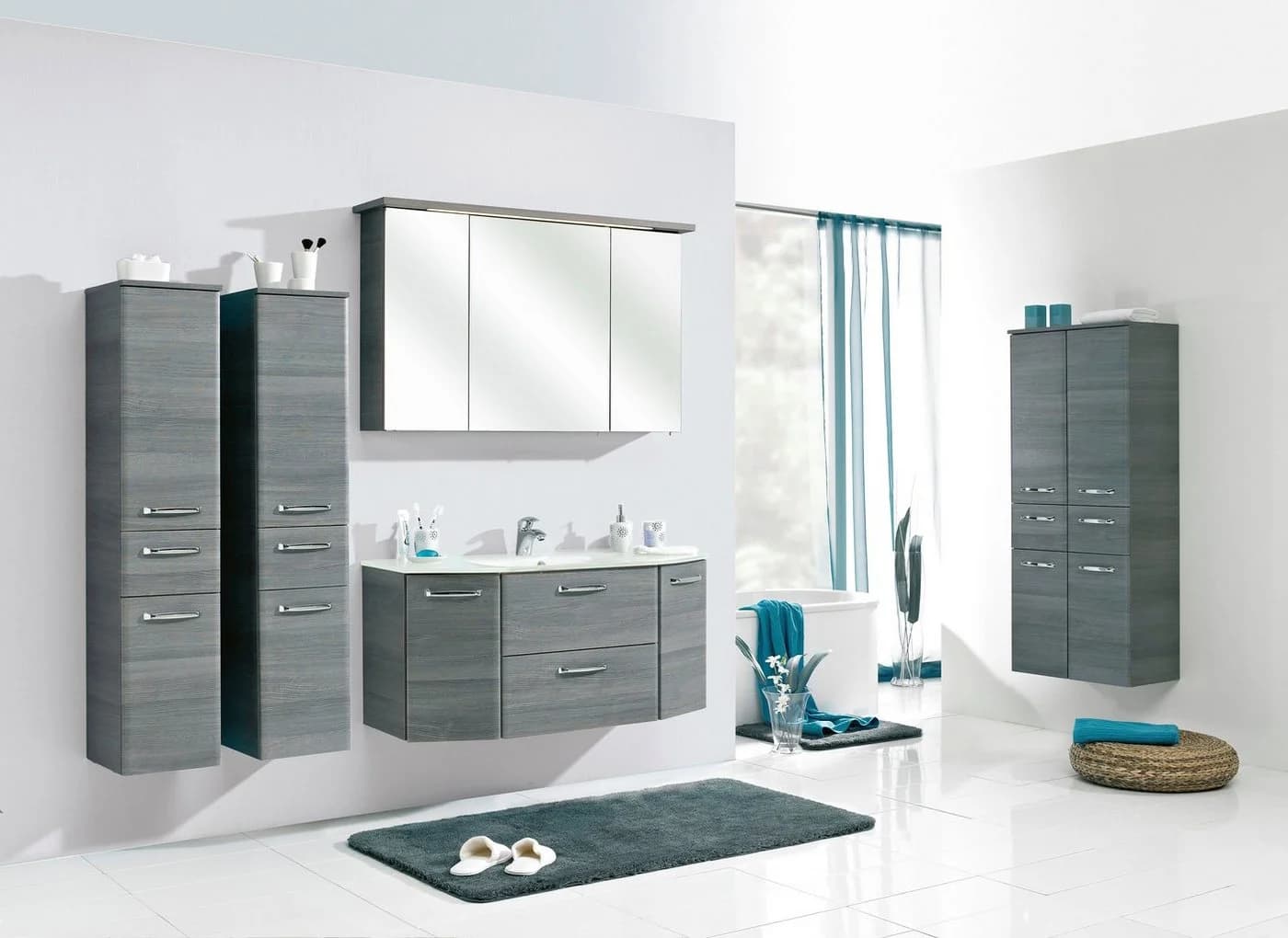 Midischrank SAPHIR 60 cm breit 4 Türen 2 Schubladen Grau
