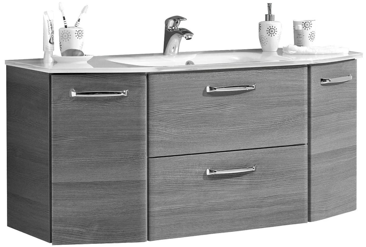 Waschtisch SAPHIR Quickset mit Glaswaschbecken Grau