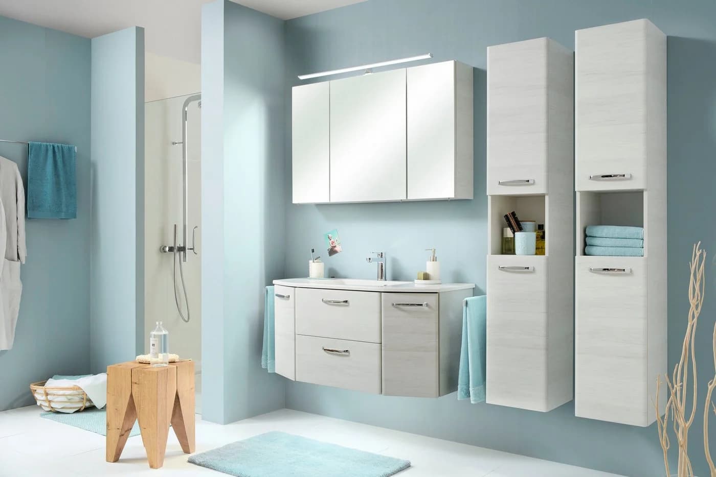 Badmöbel-Set SAPHIR Quickset 936 mit LED-Spiegelschrank und Mineralgussbecken
