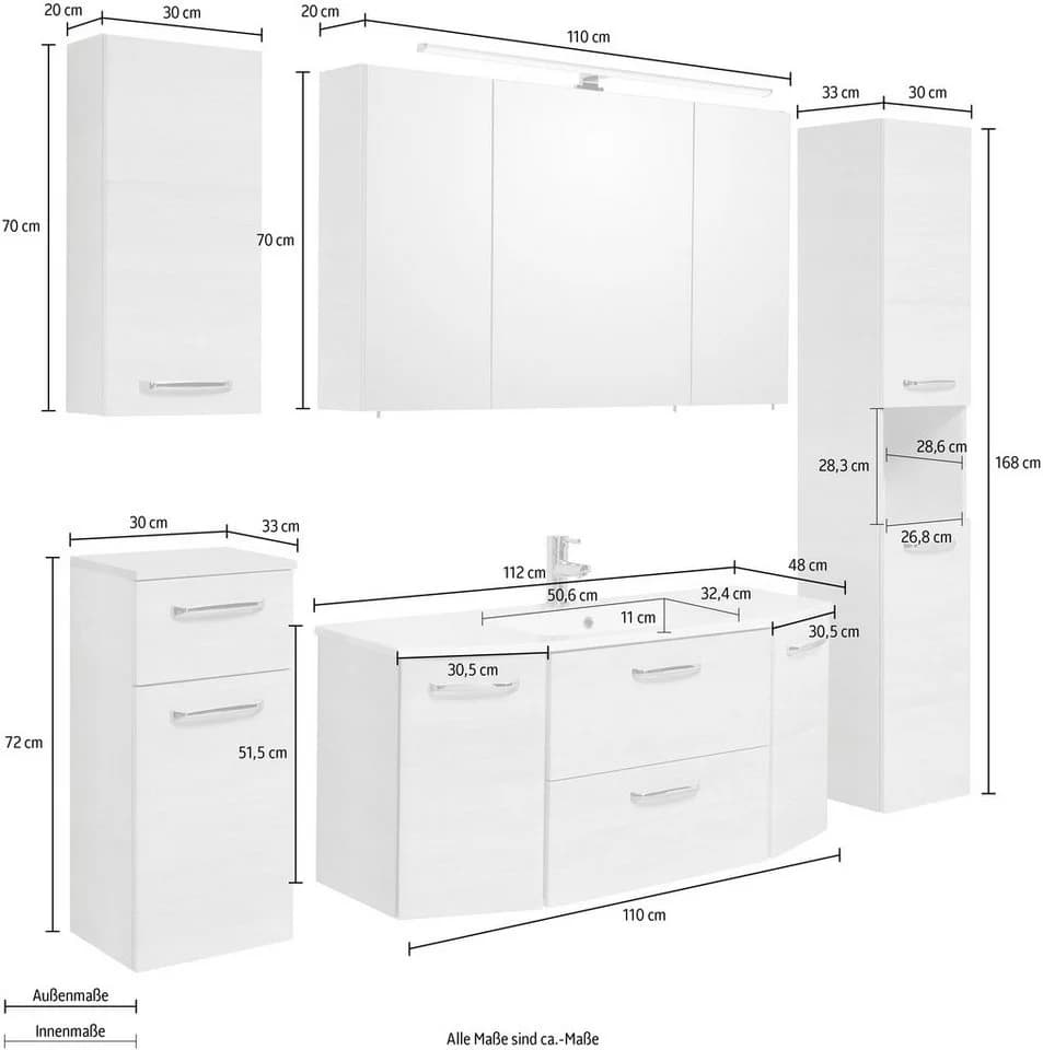 Badmöbel-Set SAPHIR Quickset 936 5-teilig mit LED-Spiegelschrank - Bild 4
