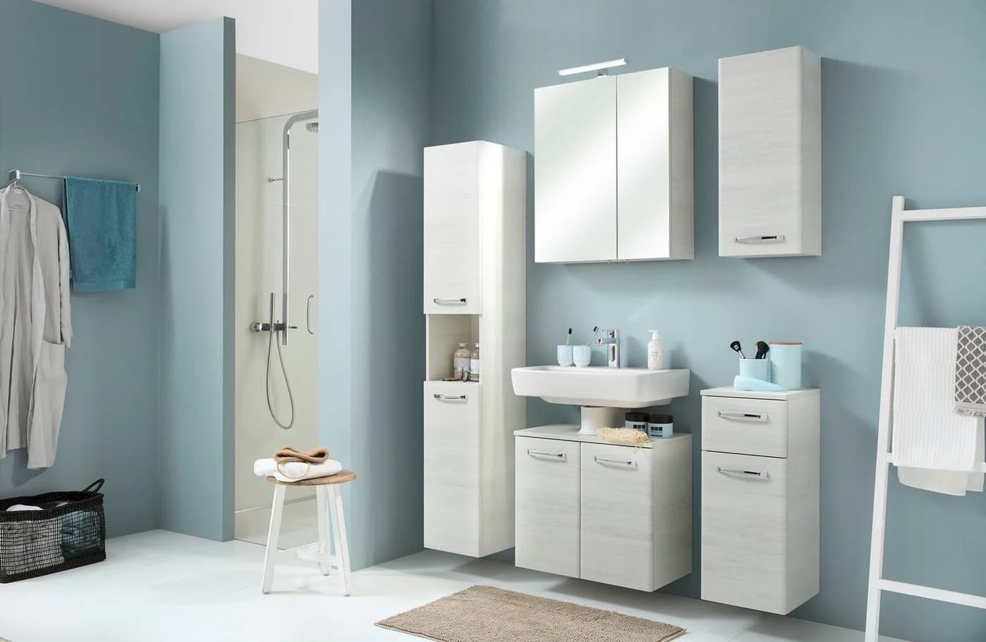 SAPHIR Quickset Badschrank 30cm Weiß Eiche Weiß mit Türdämpfer - Bild 5