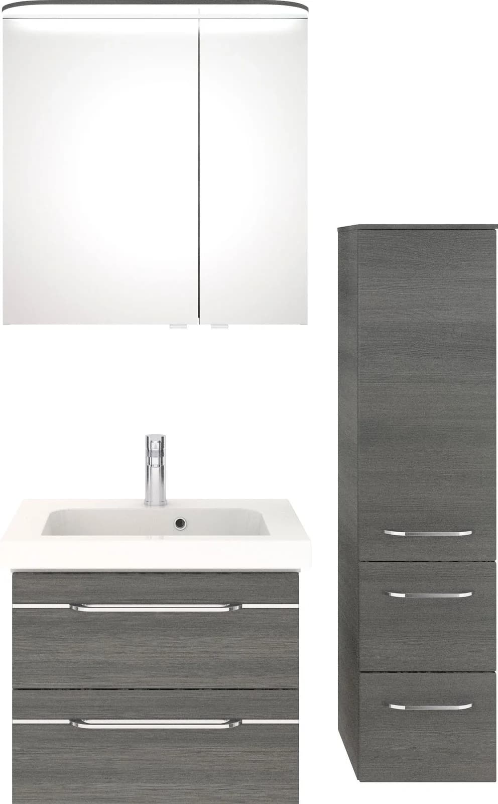 Baur Versand Badmöbel-Set SAPHIR "Balto Sprint" 3-teilig Mineralmarmor-Waschtisch LED-Spiegelschrank