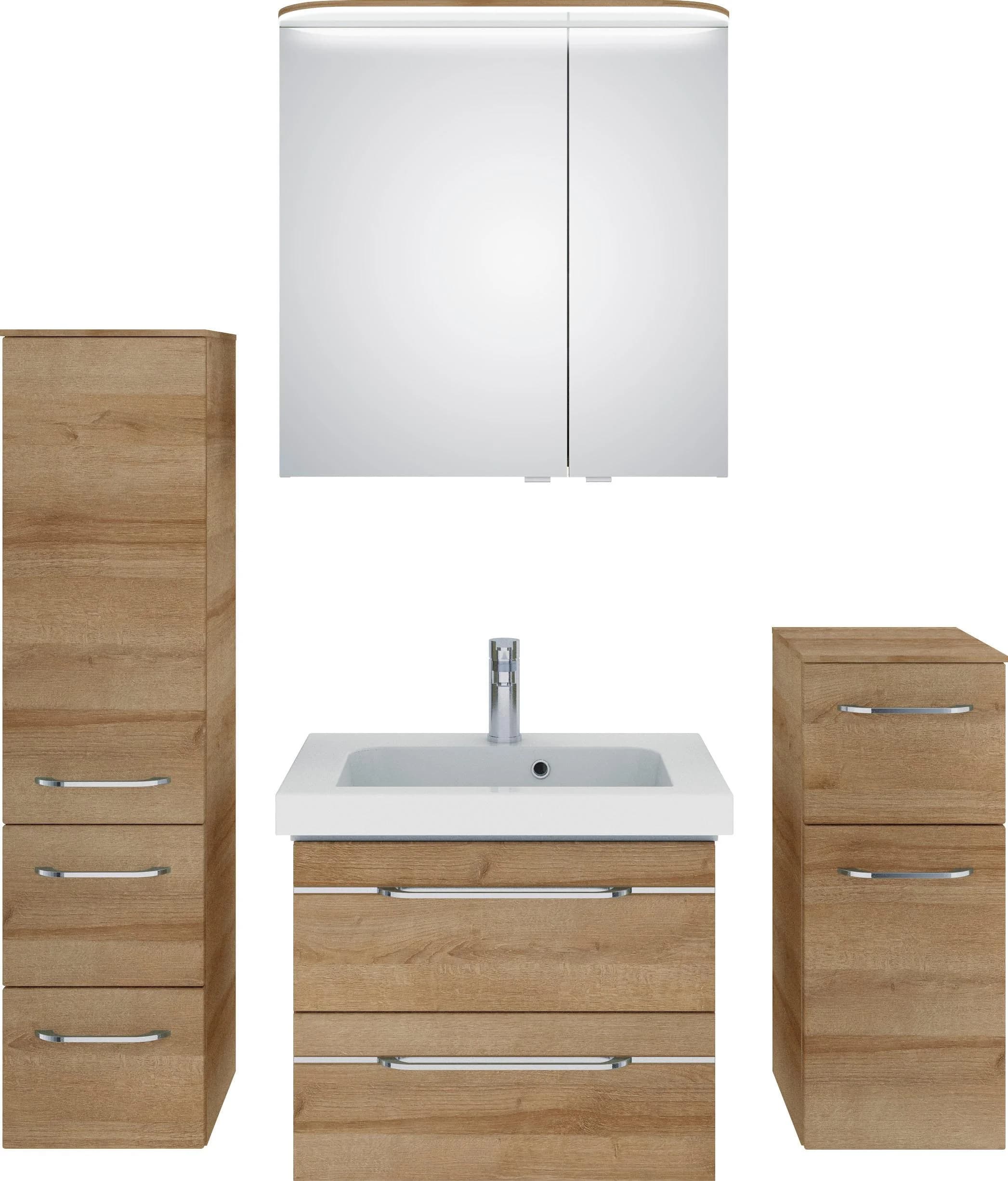 Baur Versand Badmöbel-Set SAPHIR "Balto Sprint 4-teilig" Mineralmarmor-Waschtisch LED-Spiegelschrank