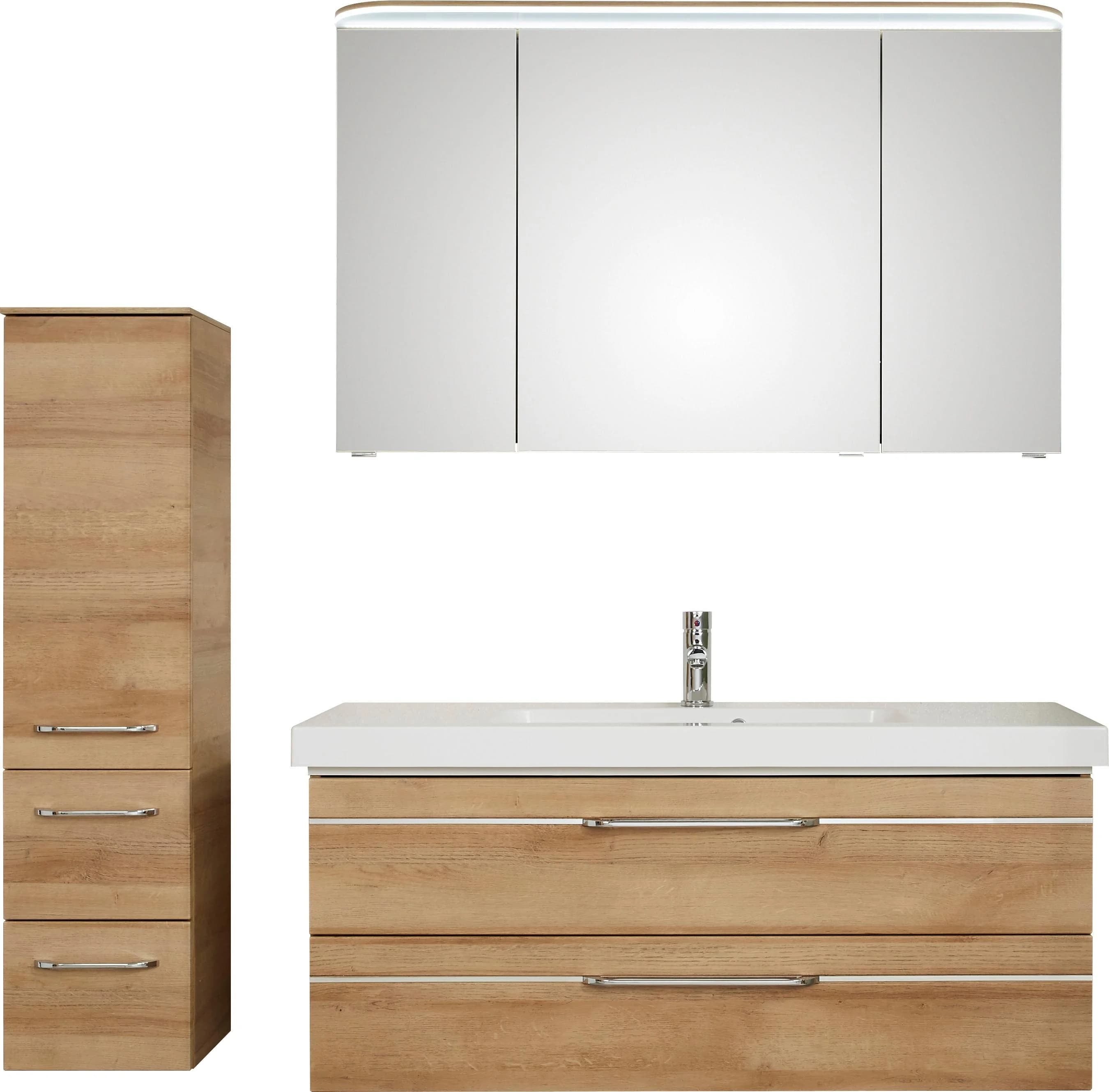 Baur Versand Badmöbel-Set SAPHIR "Balto Sprint 3-teilig" Mineralmarmor-Waschtisch LED-Spiegelschrank