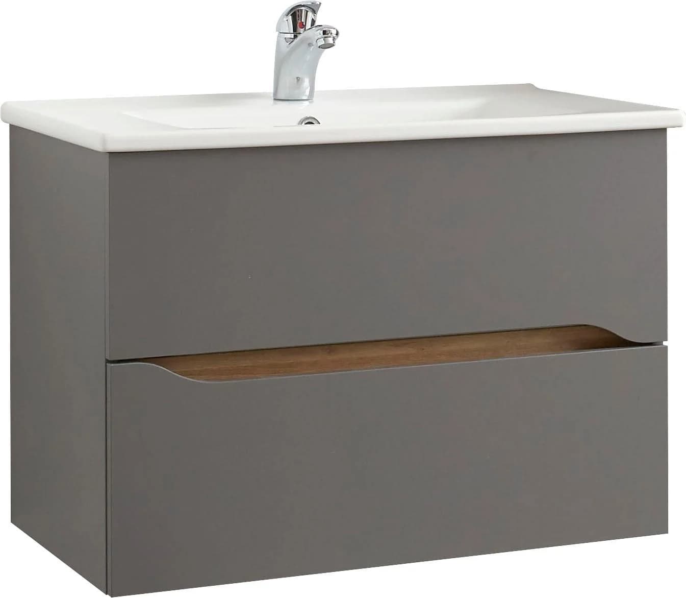 Waschtisch SAPHIR Quickset mit Unterschrank 75cm Grau Eiche