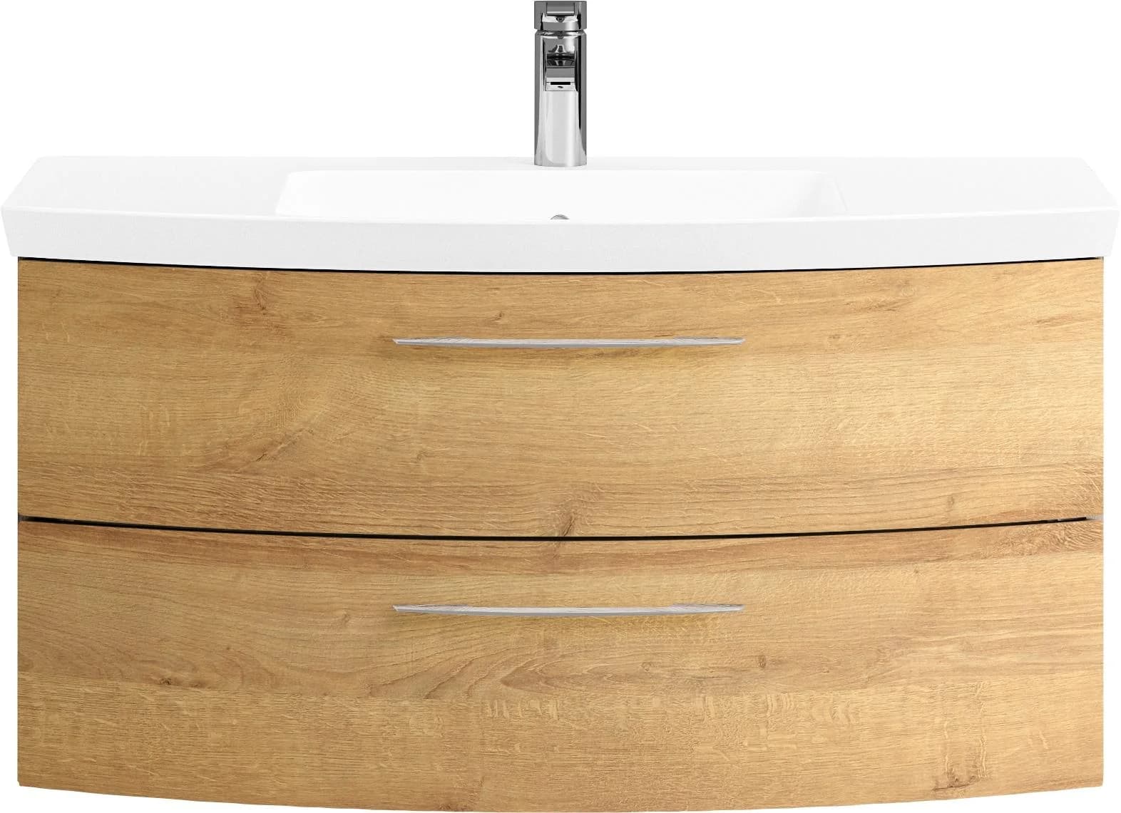 Badmöbel-Set SAPHIR Cassca Sprint Mineralmarmor-Waschtisch mit Unterschrank Braun